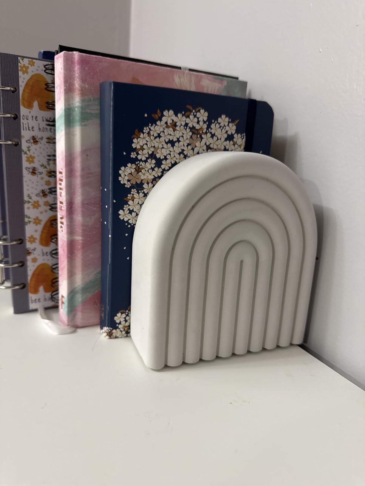 Decorative Concrete Bookends for Heavy Books - Stylish Set of 2, Ideal for Any Bookshelf - Aesthetic Book Holder/Stopper with Anti-Slip Pads for Chic Home, Office, or Library Decor customer photo 1