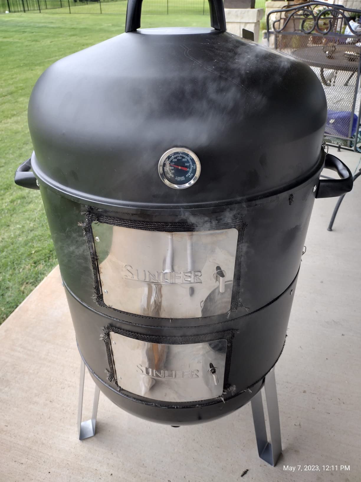 BBQ Charcoal Smoker for Meat: 16 Inch Heavy Duty 4 In 1 BBQ Charcoal Grills - Vertical Barbecue Smokers Grill Combo for Outdoor Cooking Patio Backyard Picnic Party Grilling customer photo 1