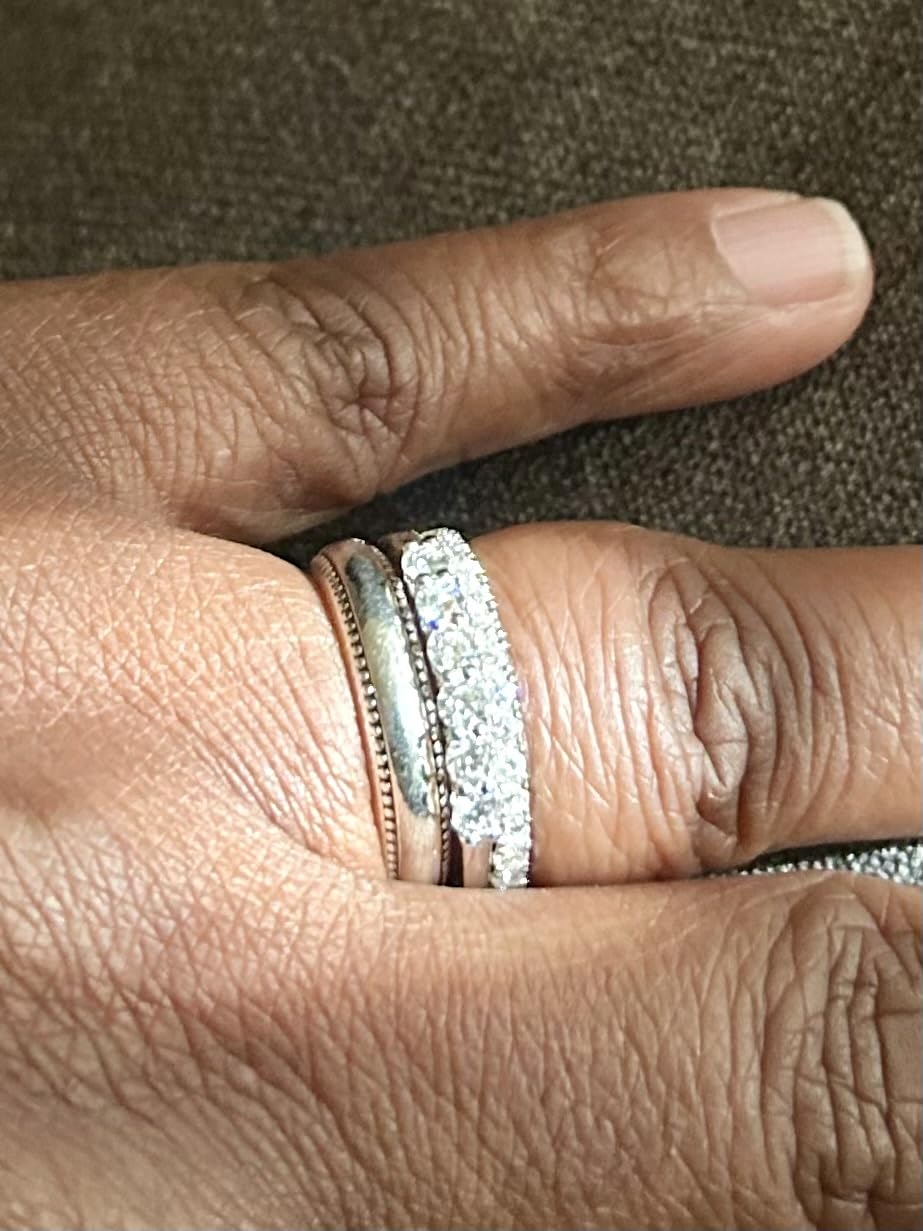 Lab Grown Diamond Wedding Bands for Women, 0.66 Carat Ring 6 Stones Eternity Rings for Women in 18K White Gold Plated Sterling Silver Size 4-11 customer photo 2