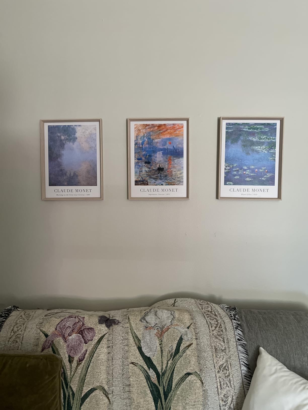 HesenDot Framed Claude Monet Wall Art 3 Piece,12x16in High Framed Design Canvas Prints Wall Decor,Vintage Impressionism Landscape Artwork Poster Home Decoration for Living Room Bedroom Gallery Office customer photo 1
