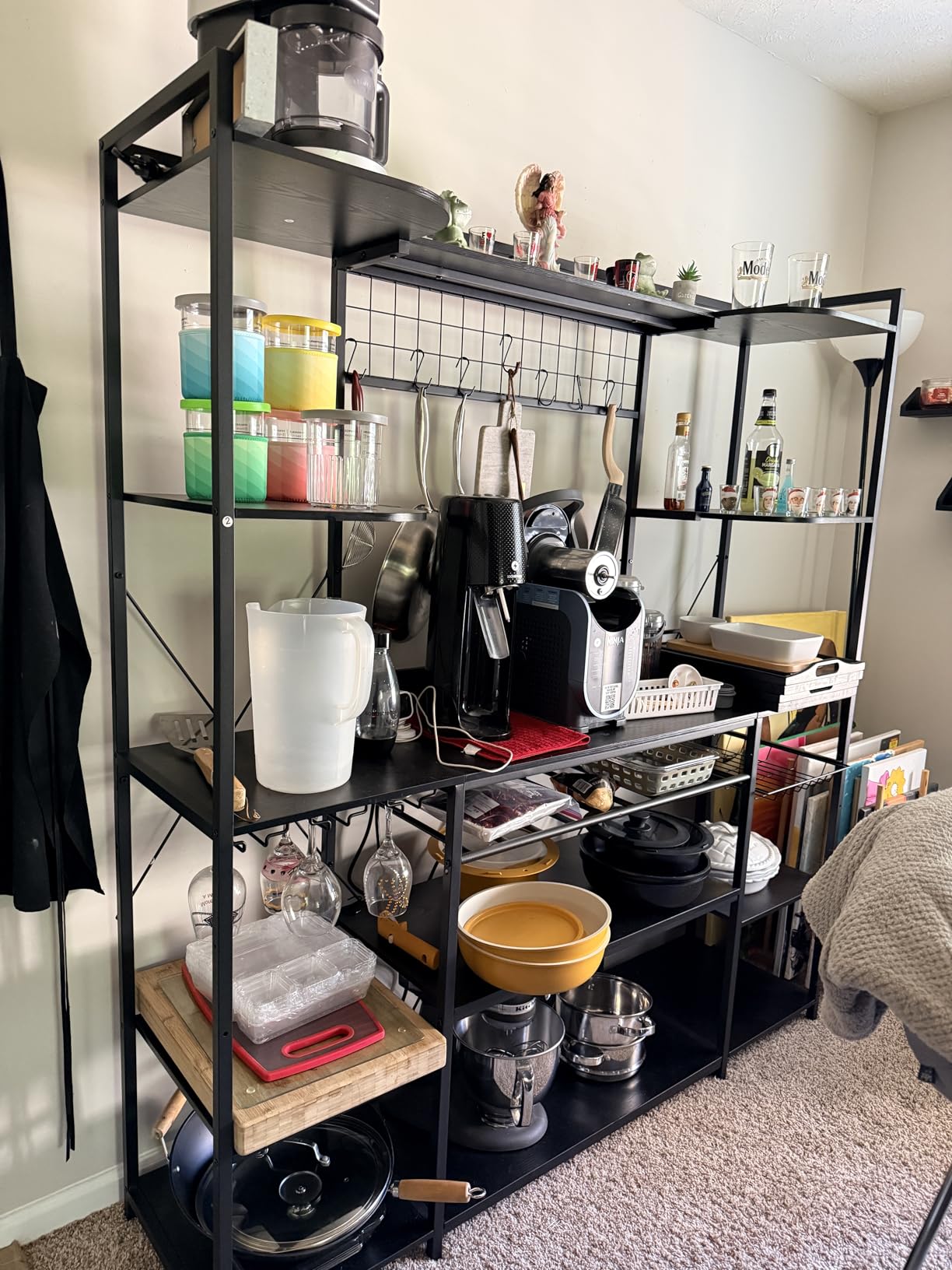 IRONCK Large Bakers Rack with Power Outlet, 62 Inch Wide Microwave Stand, Coffee Bar with Storage, Kitchen Racks and Shelves, Vintage Brown customer photo 2