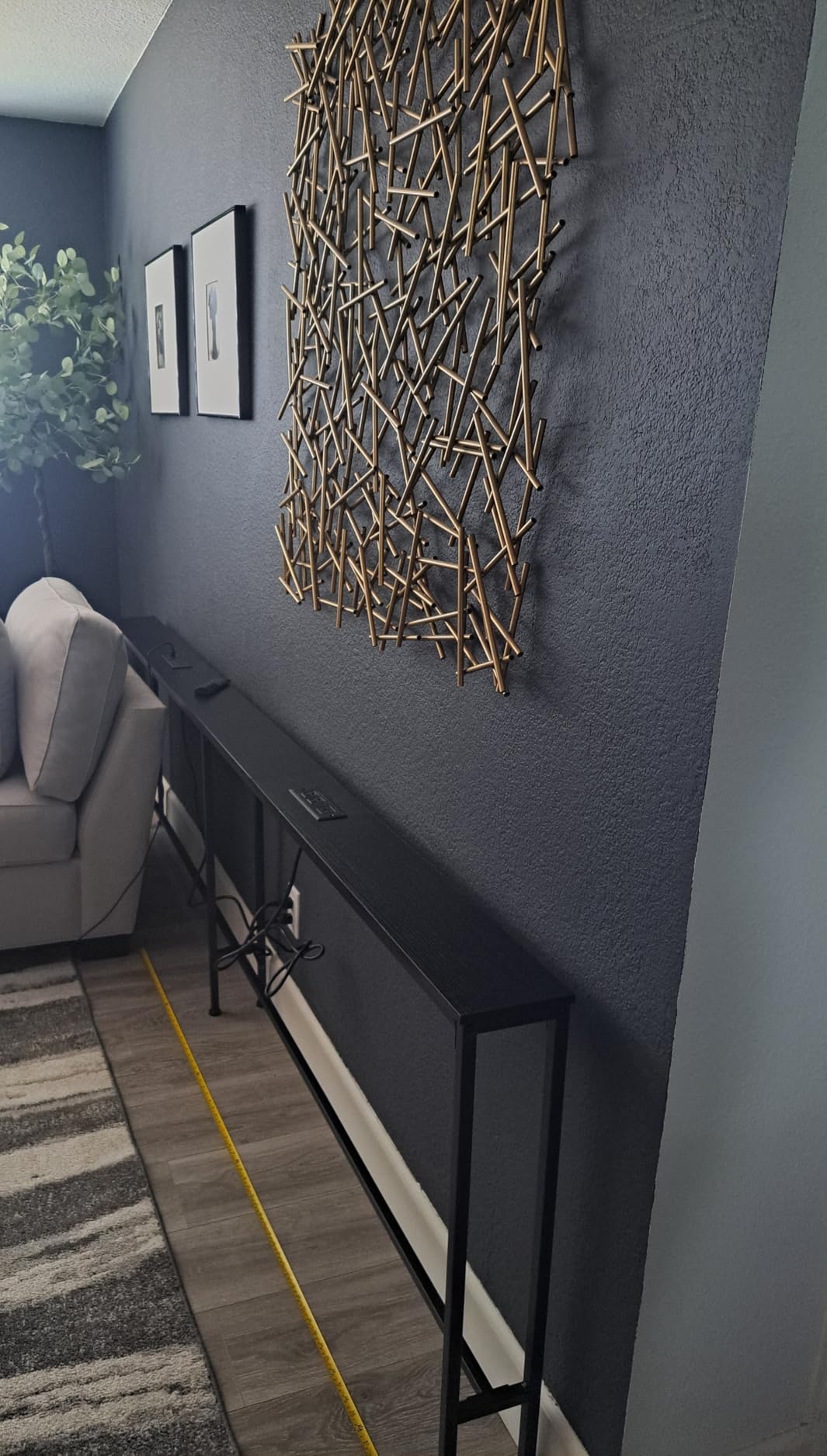 SUPERJARE 79 Inch Sofa Table with 2 Power Outlets and USB-C Ports, 5.9 Inch Narrow Console Table with Storage, Long Entryway Hallway Couch Table Behind Sofa, Small Spaces, Rustic Brown customer photo 2