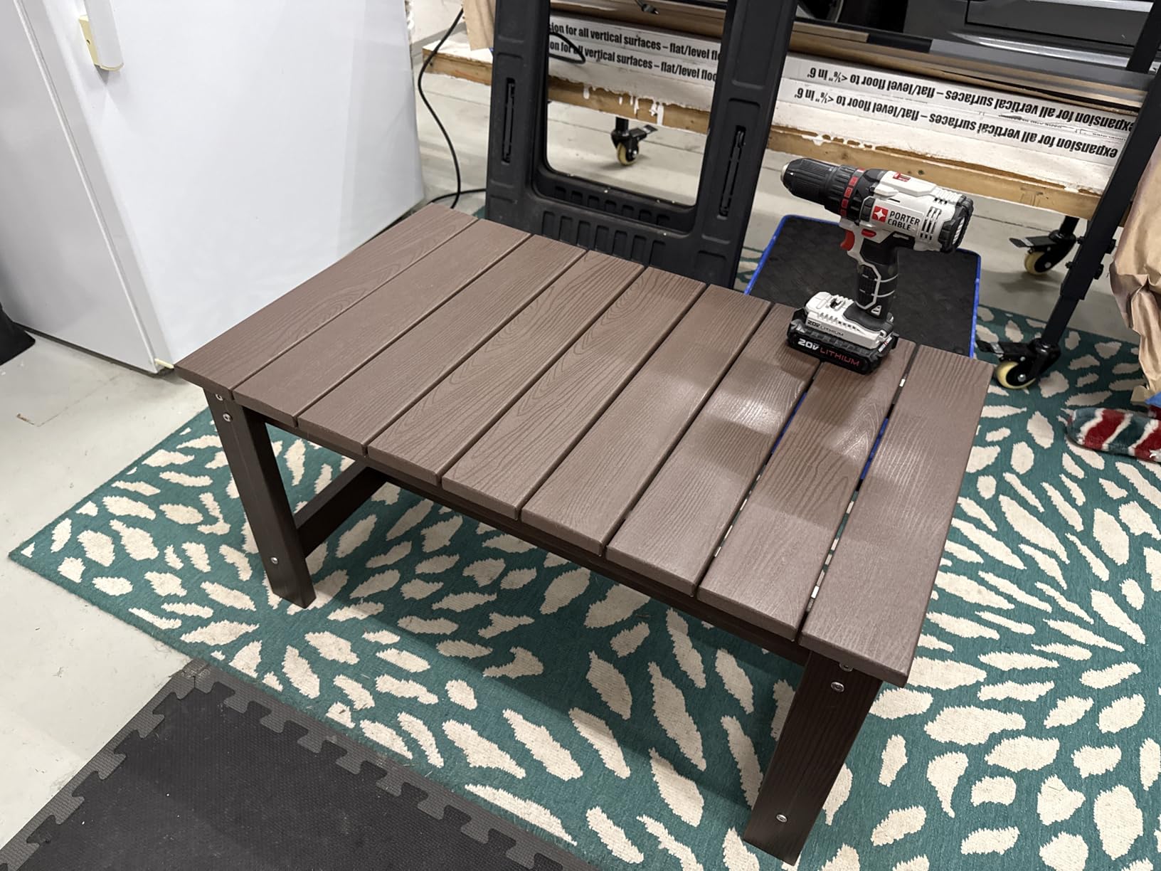 SERWALL Rectangle Outdoor Coffee Table, HDPE Patio Coffee Table, Navy customer photo 2