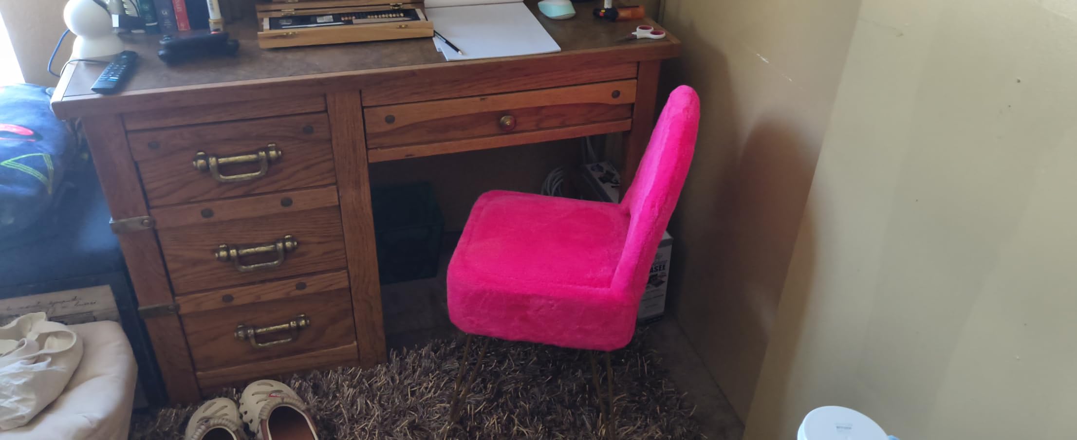 GREENSTELL Vanity Stool Chair with Storage and Folding Back, 13.4