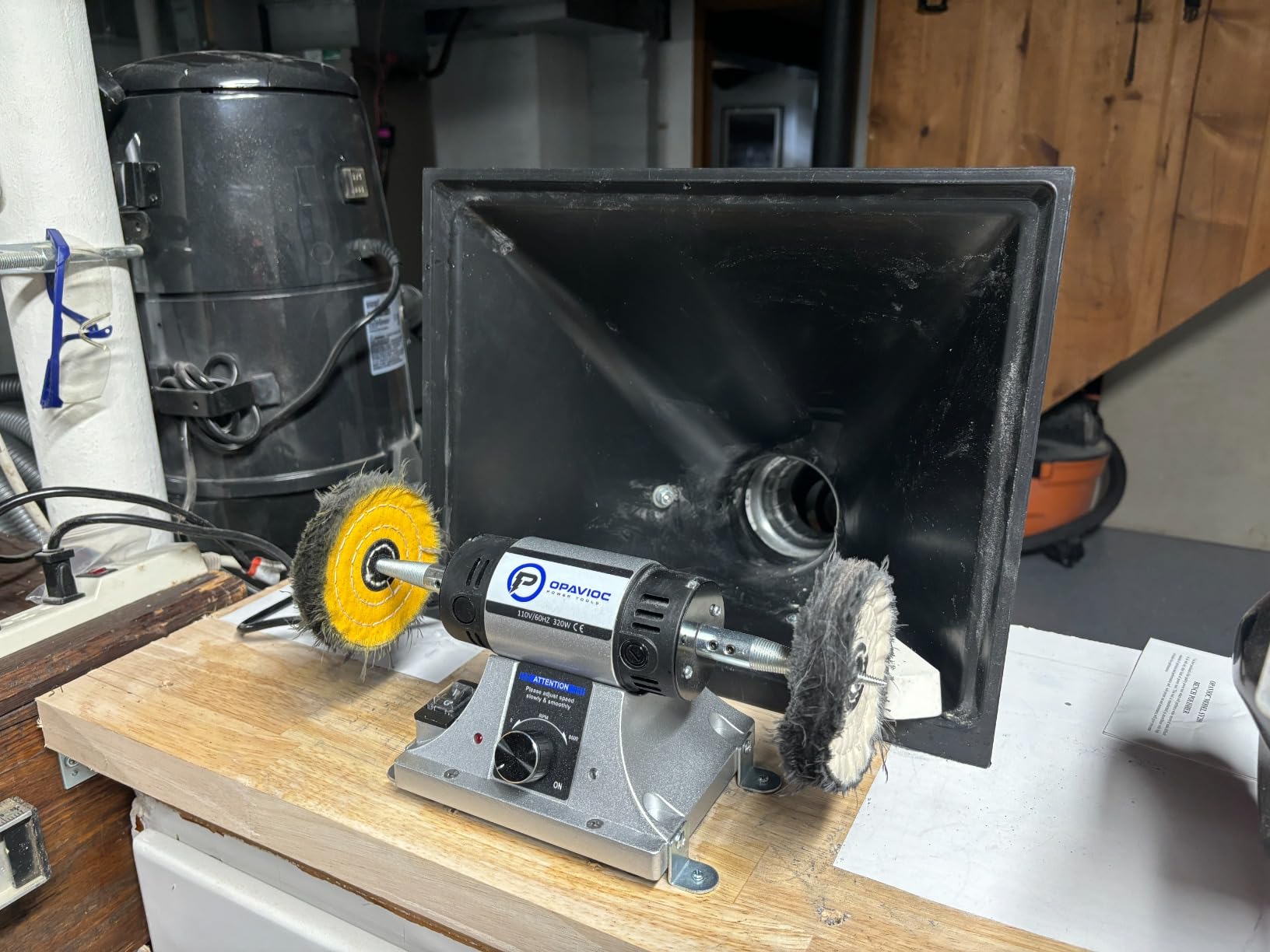 Jewelry Polisher - Adjustable Variable Speed Bench Buffer Polishing & Buffing Machine, Dental Buffer & Lathe - With Dust Collector Hood, Working Light & Filter for Jewelry, Silver and Metal Polishing customer photo 2