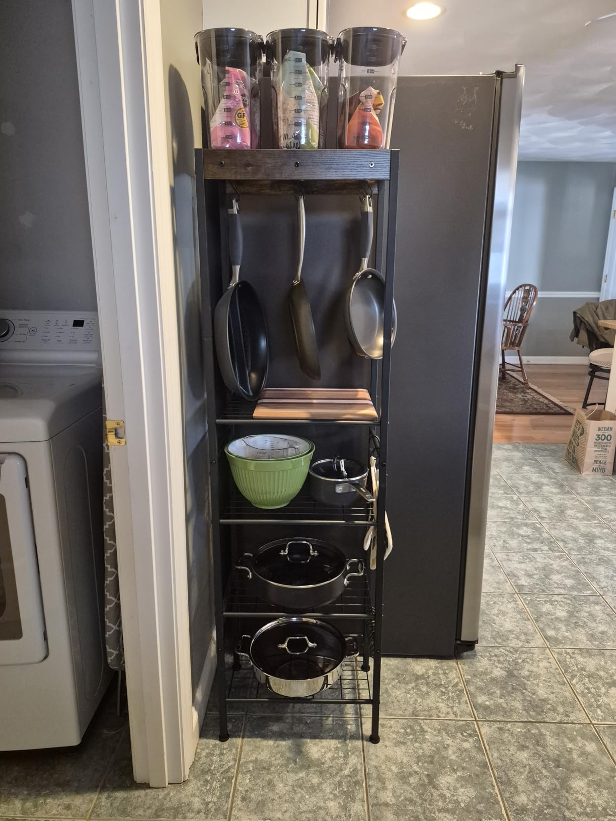 CHOEZON 5-Tier Pot Rack, Floorstanding Pots and Pans Organizer, Kitchen Bakers Rack, Kitchen Island Table, Pots and Pans Organizer, Storage Stand, for Living Room, Rustic Brown and Black TPR16BF customer photo 2