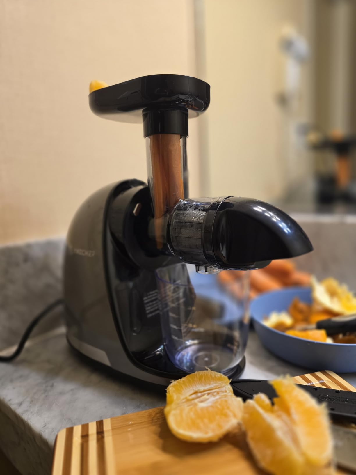 AMZCHEF Cold Press Masticating Juicer Machine - 90% Yield Reverse System, Quiet Motor for Home & Breakfast, 3-Step Clean with Brush, Includes 50+ Juice Recipes, Silver Grey customer photo 2