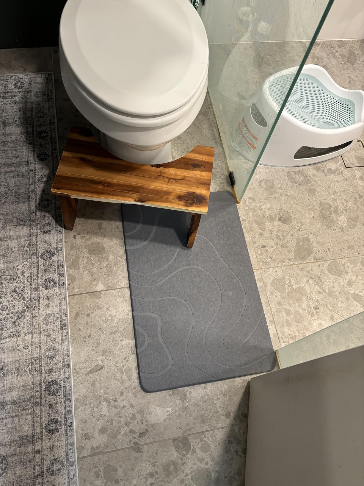 ZIKIBL Stone Bath Mat Diatomaceous Earth Shower Mat Non-Slip Super Absorbent Diatomite Stone Mats for Bathroom Floor Quick-Drying Easy to Clean (24''*16'' Grey) customer photo 2