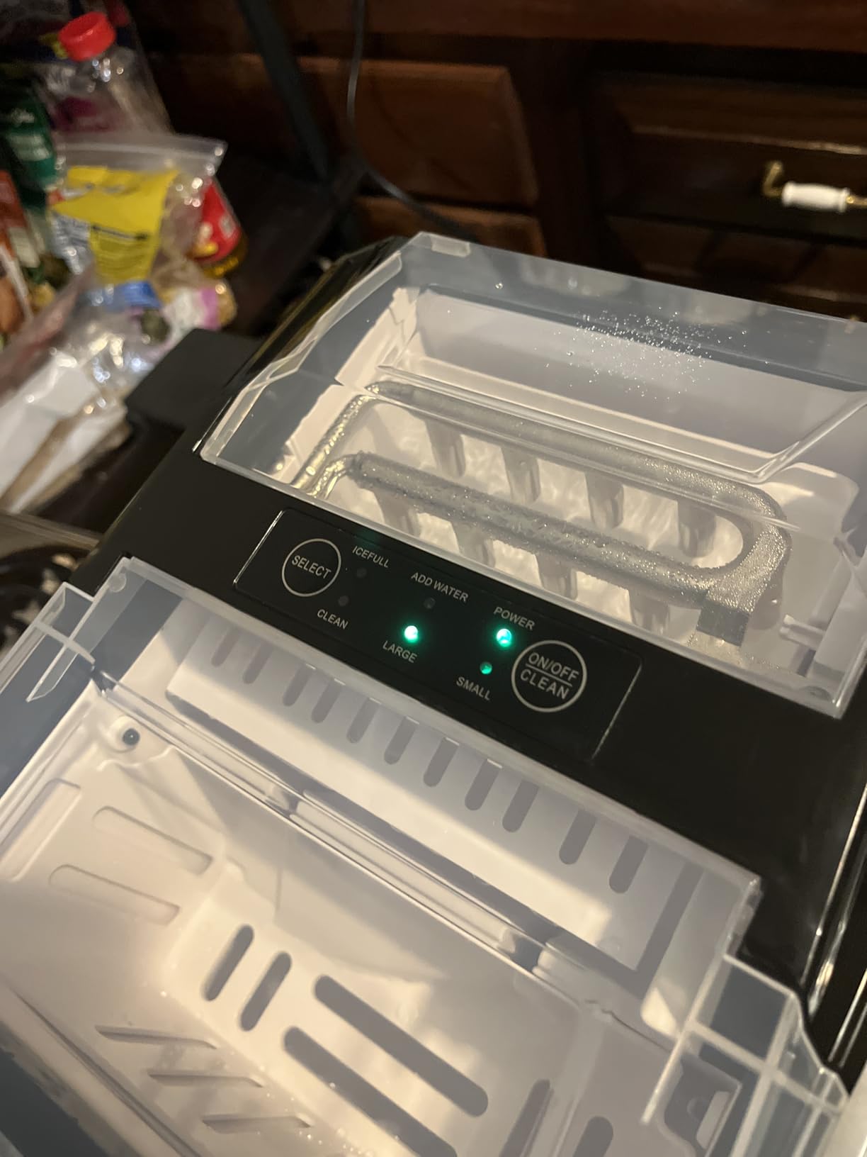 Sweetcrispy Countertop Ice Maker with Scoop, Basket and Handle, Portable Ice Machine 9 Cubes Ready in 6 Mins, 26.5lbs in 24Hrs, 2 Sizes for Home Kitchen Office Bar Party, Green customer photo 2