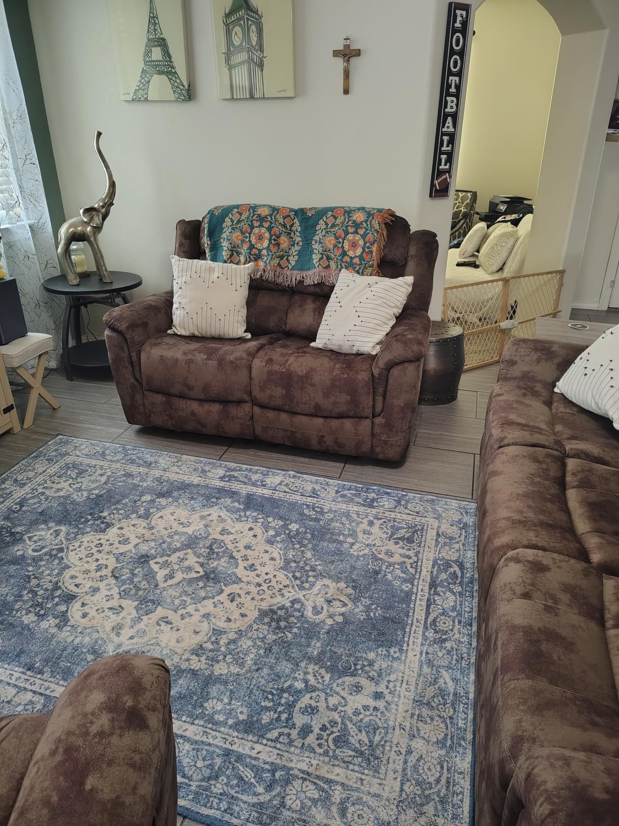 EBELLO Manual Recliner Chair, Soft Fabric Recliner Sofa with Overstuffed Armrest and Backrest for Living Room, Bedroom, Brown customer photo 2