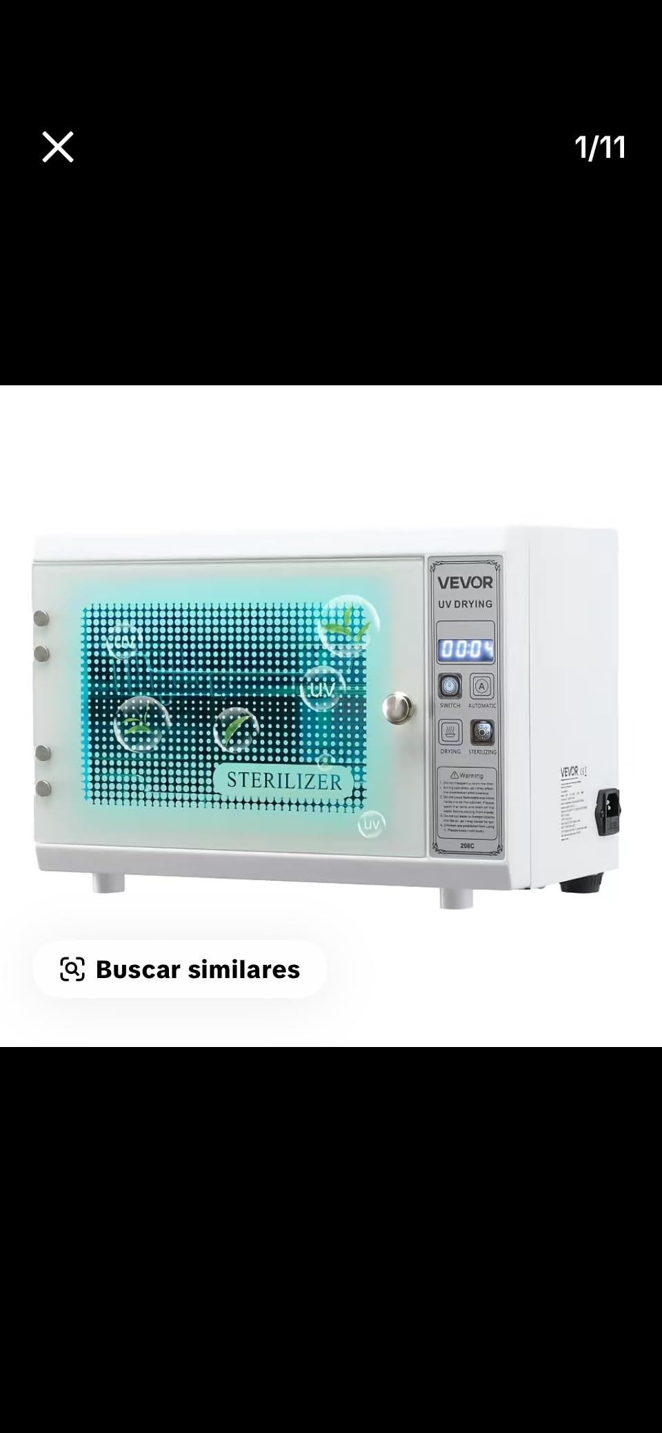 VEVOR Nail Tool Cleaning Machine, 12L Large Capacity, Knob Control, Tool Cabinet Cleaner Box with Timer Setting, Tempered Glass Door, 185nm Wavelength, for Labs, Home, Nail Salons, Beauty Salons customer photo 1