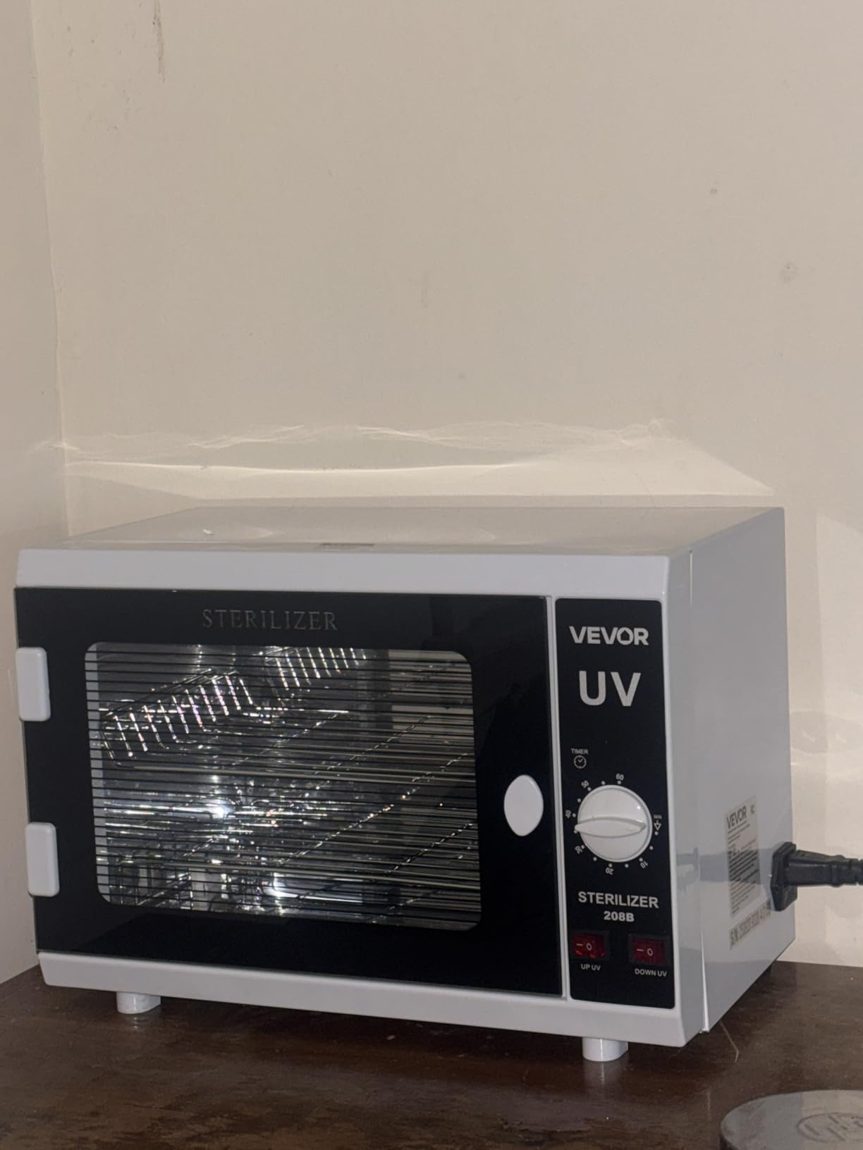 VEVOR Nail Tool Cleaning Machine, 12L Large Capacity, Knob Control, Tool Cabinet Cleaner Box with Timer Setting, Tempered Glass Door, 185nm Wavelength, for Labs, Home, Nail Salons, Beauty Salons customer photo 2