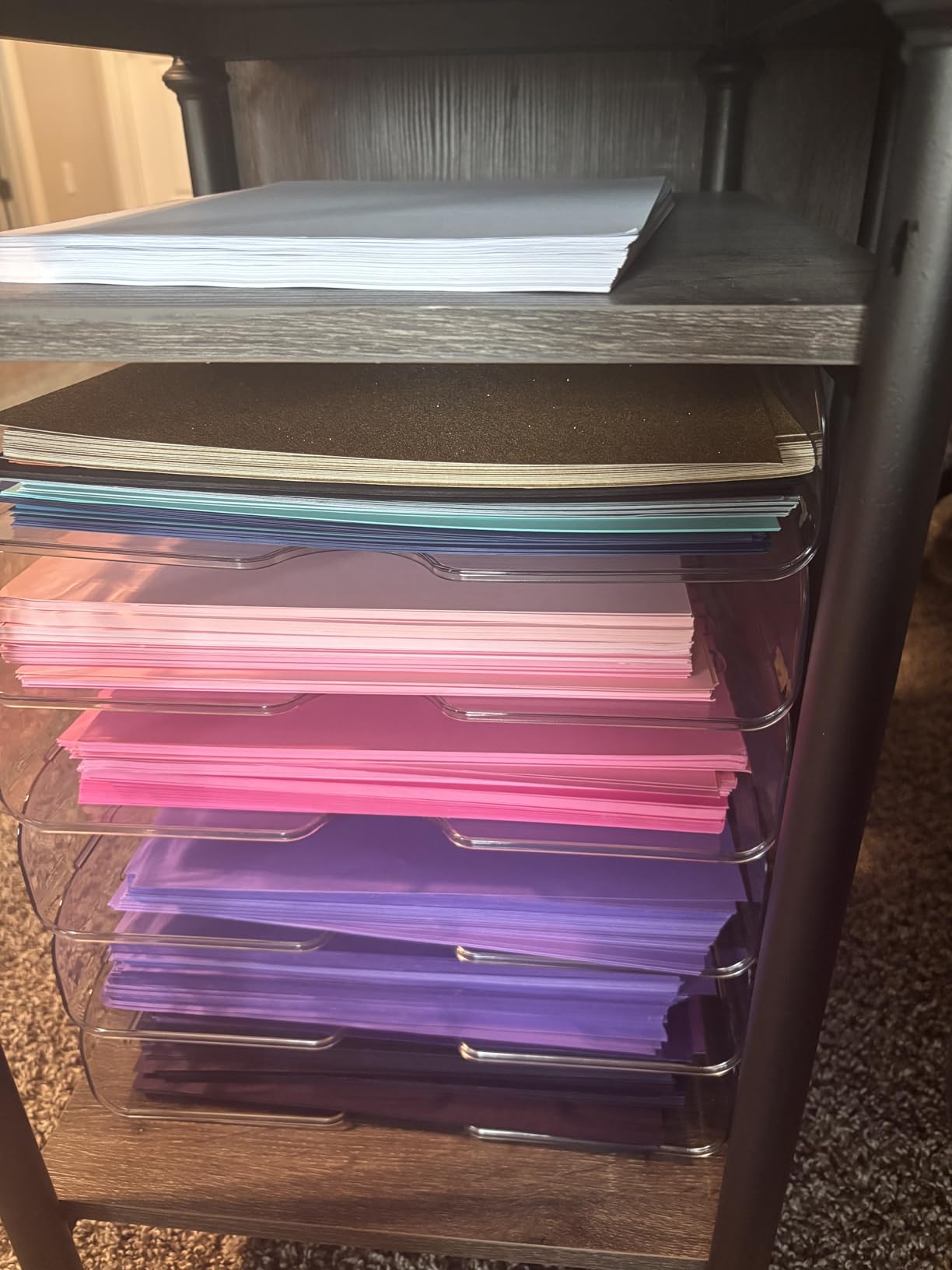 YKLSLH 4 Trays Paper Organizer Letter Tray - Acrylic Desk File Organizer, Stackable Clear Paper Holder Sorter Office Organizer for Letter/A4, Office File Ipad Books Notes Etc customer photo 2