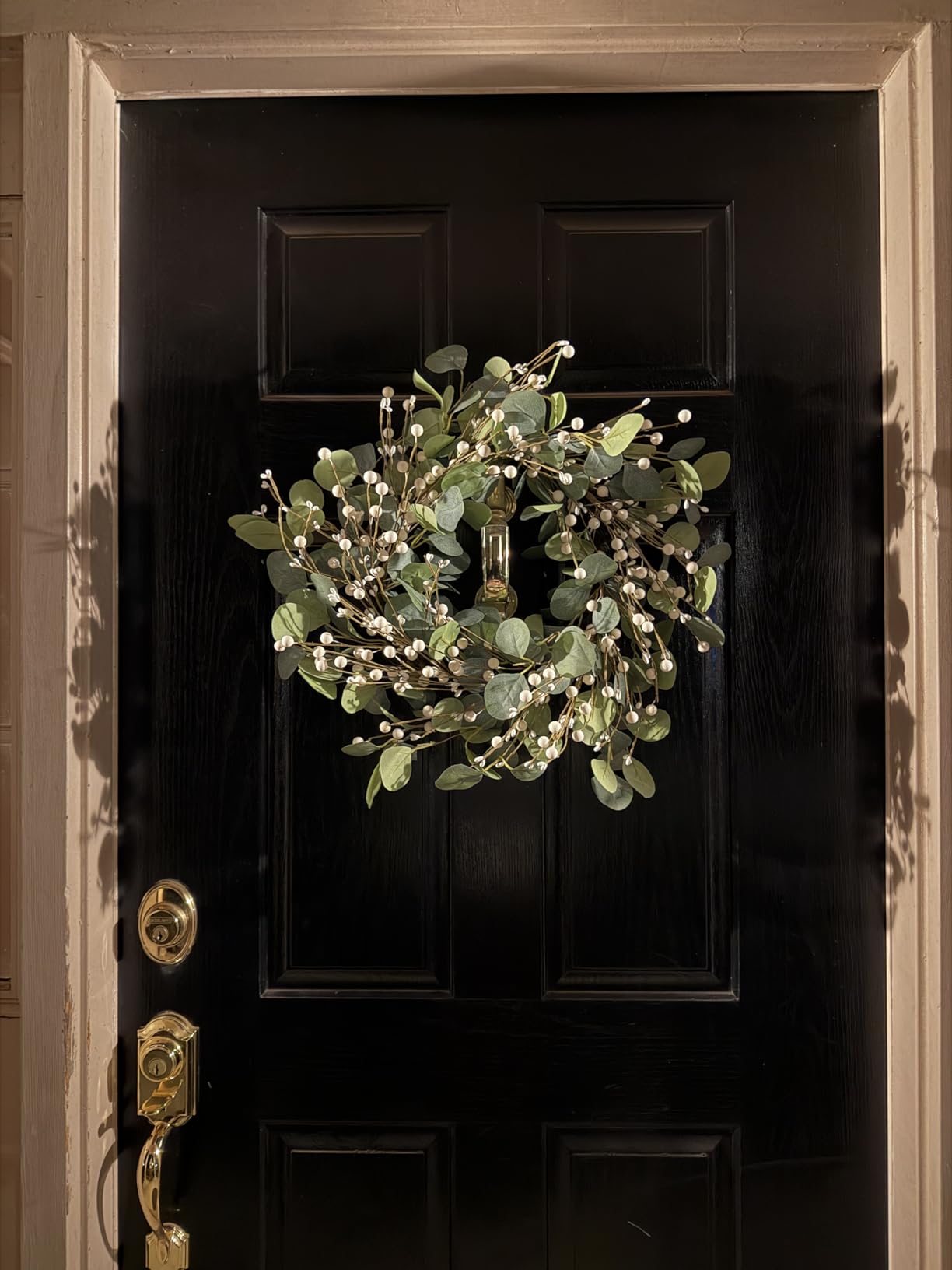 Green Eucalyptus Wreath 22inch Greenery Wreaths for Front Door Artificial Winter Wreath with Green Eucalyptus Leaves White Berries for Winter Christmas Window Wall Indoor Holiday Decoration customer photo 1