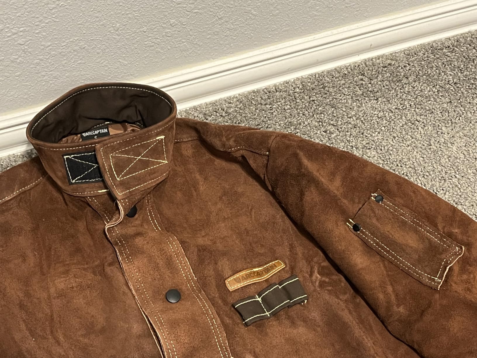 ARCCAPTAIN Leather Welding Jacket, Heavy Duty Welder Jackets with Flame Resistant Split Cowhide Leather for Men Women customer photo 1