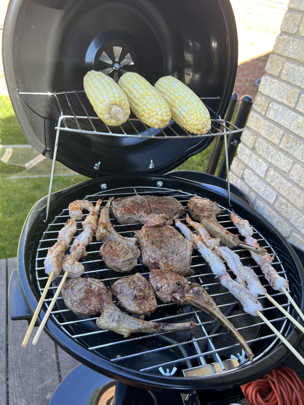 Electric Grill, Techwood Indoor/Outdoor Electric BBQ Grill, 1600W Portable Removable Stand Grill with Adjustable Heat and Drip Tray, Double Layer Design for Party, Patio and Backyard (Black) customer photo 2