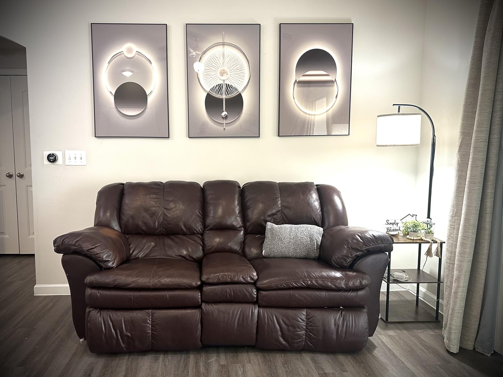 Framed Modern Black and White Abstract Wall Art for Living Room, Large 3 Piece Bright Style Silvery Artwork for Walls, Luxury Painting Prints for Dining Room Hallway Office Wall Decor, 24x36 In customer photo 1