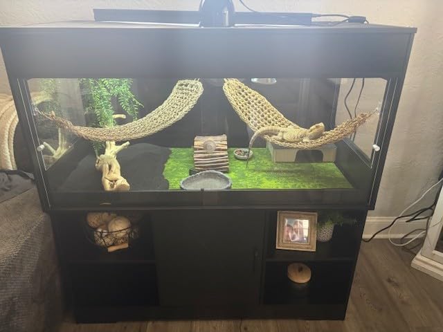 Herture 120 Gallon Reptile Tank with Stand, 4x2x2 Terrarium Enclosure for Bearded Dragons, Snakes, Lizards - Sliding Acrylic Doors, Mesh Top, Storage Cabinet, Built-in Power Outlet Black PX01RTB customer photo 2