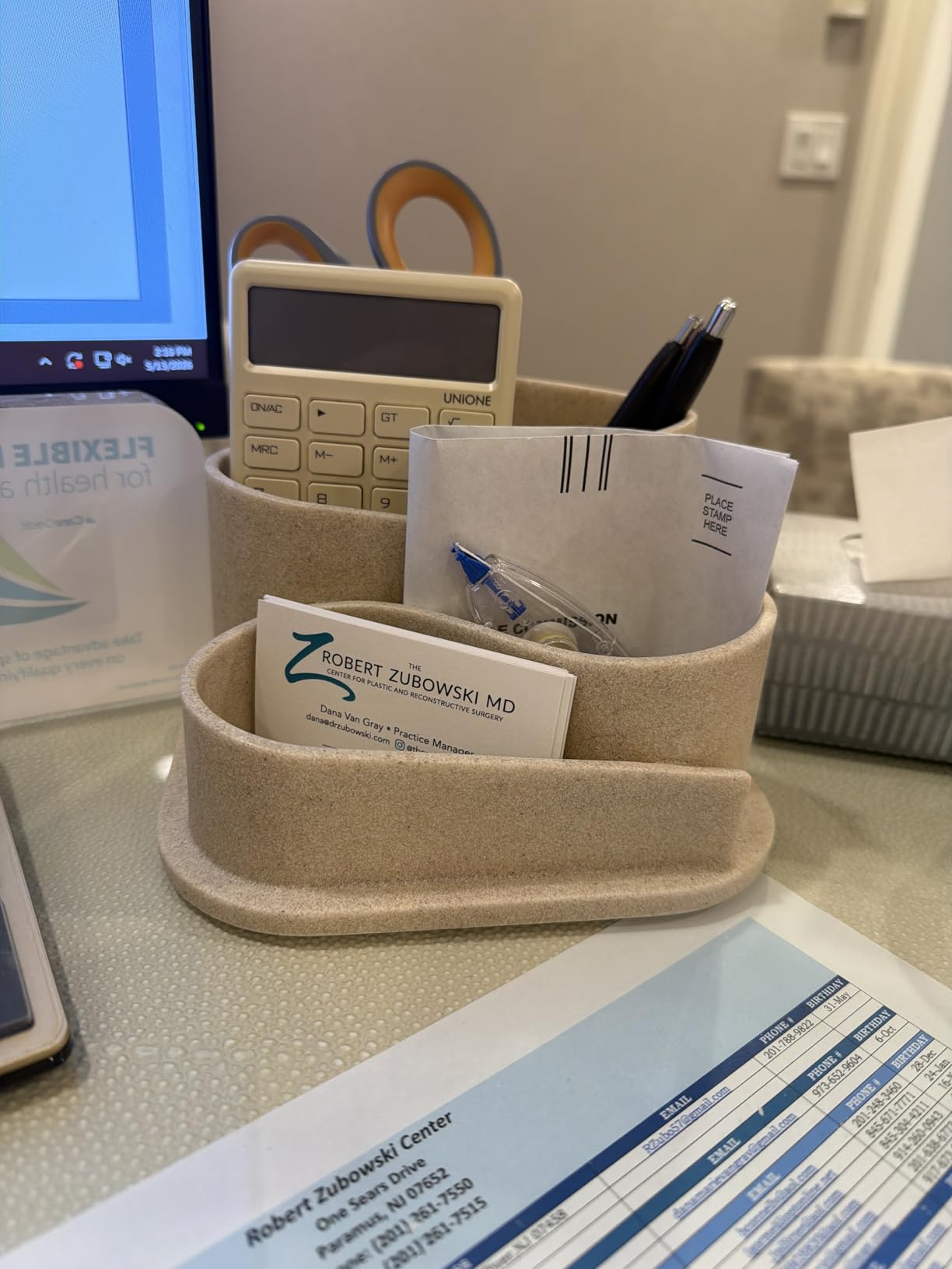 OAKOA Aesthetic Desk Organizer - Aesthetic Office Desk Accessories - Boho Pen Holder - Neutral Beige Desk Accessories - Home Office Essentials for Women - Cute Pencil Holder customer photo 1
