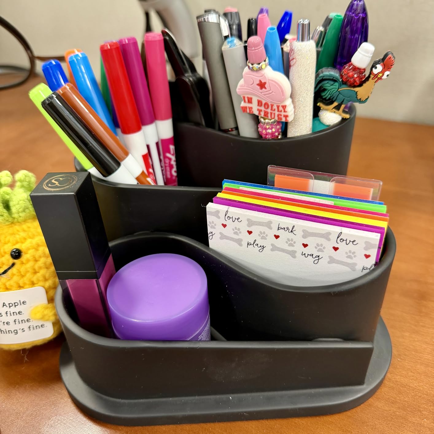 OAKOA Aesthetic Desk Organizer - Aesthetic Office Desk Accessories - Boho Pen Holder - Neutral Beige Desk Accessories - Home Office Essentials for Women - Cute Pencil Holder customer photo 2