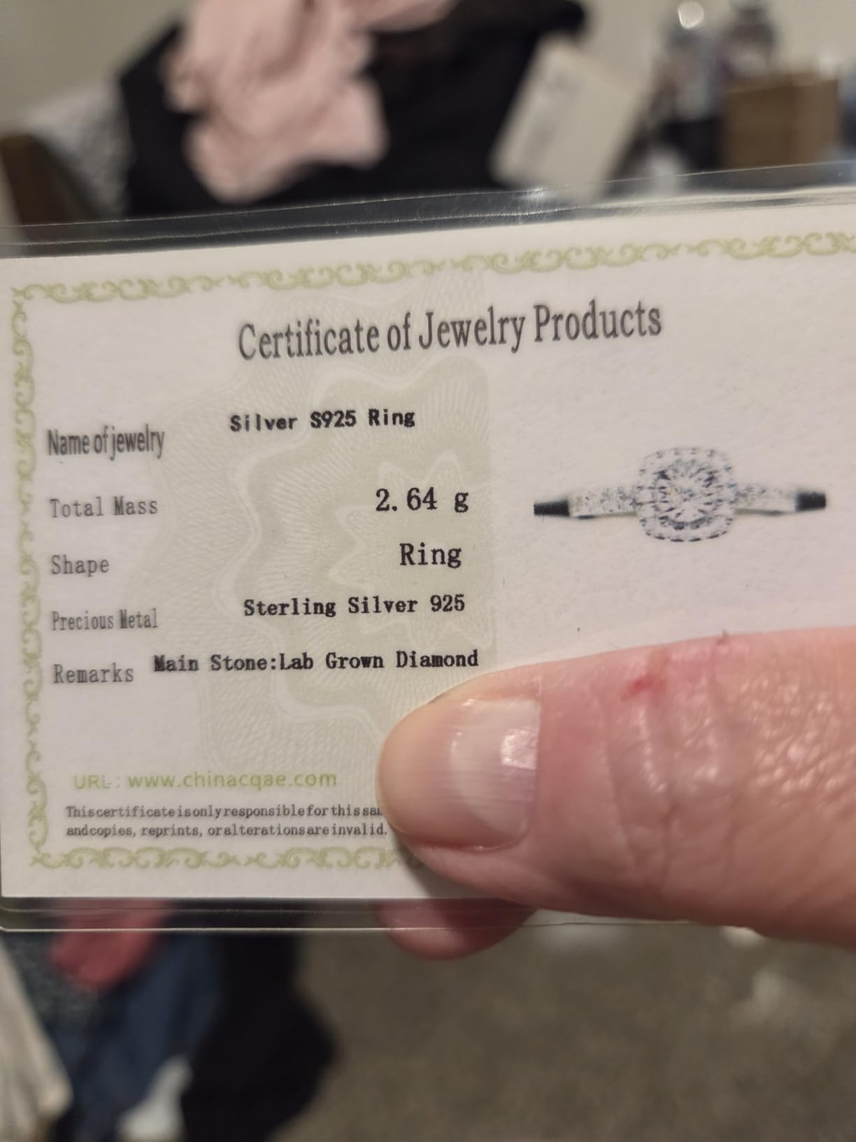 Sterling Silver Halo Lab Grown Diamond Engagement Ring, Pave Band customer photo 2