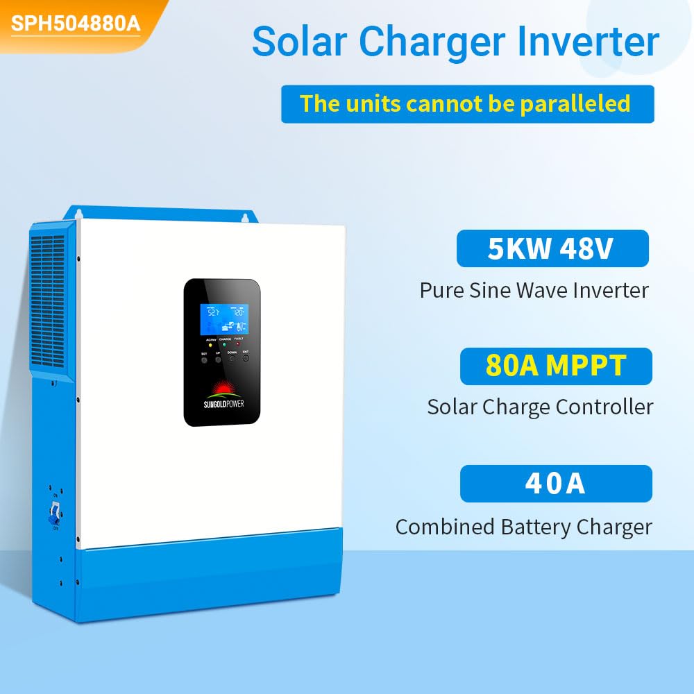 SUNGOLDPOWER UL1741 5000W Hybrid Solar Inverter,48V DC to 110V/120V AC,All in One,80A MPPT Solar Charger and 40A AC Battery Charger Pure Sine Wave for Off Grid System(NO Parallel) customer photo 2