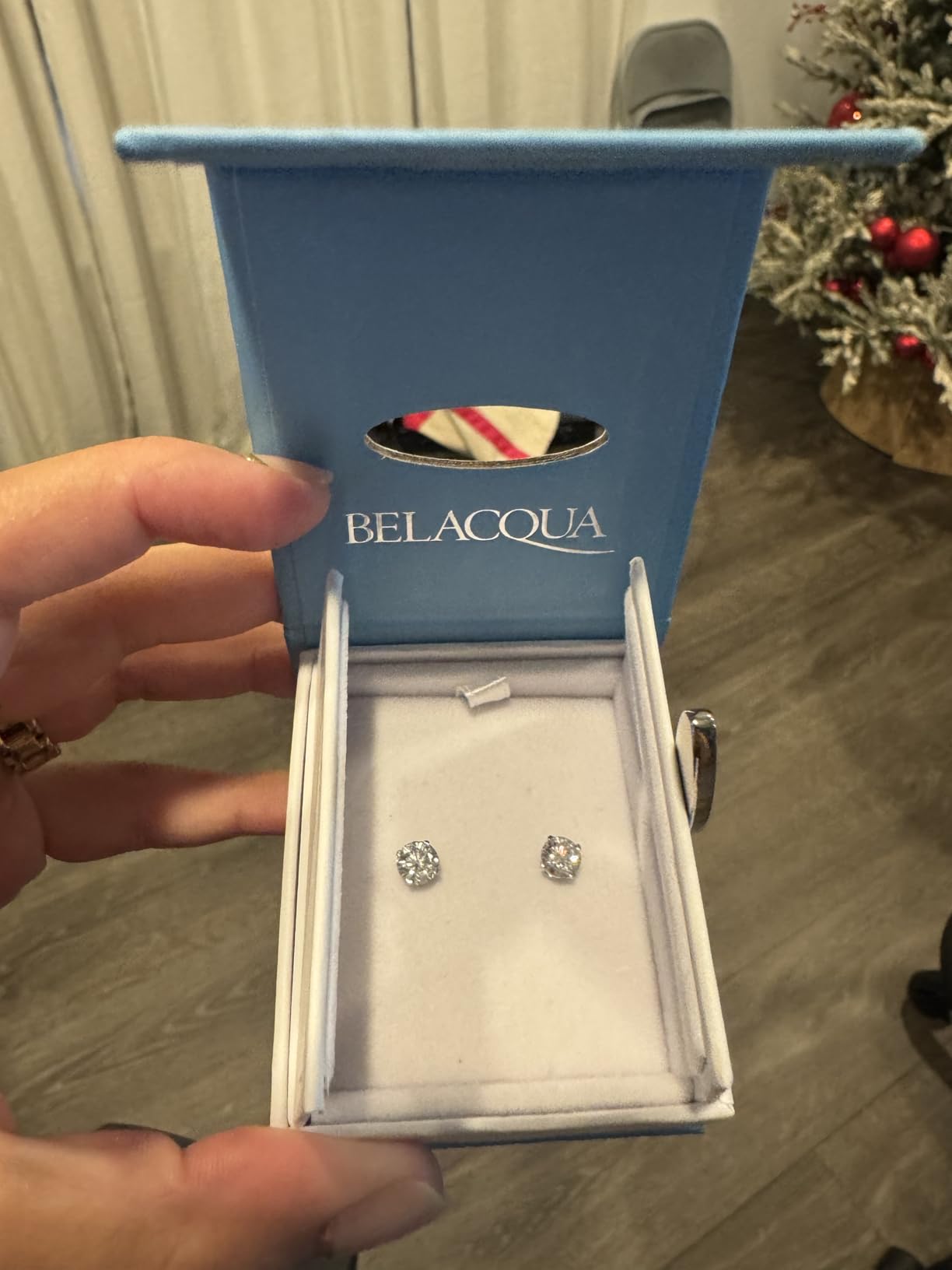 Lab Grown Diamond Stud Earrings in 14K White Gold, Round Cut, 1/4 to 4 Carat, F-Color, VS-Clarity, 4 Prong Setting, Push Back, Jewelry for Women, Gift Box Included customer photo 1