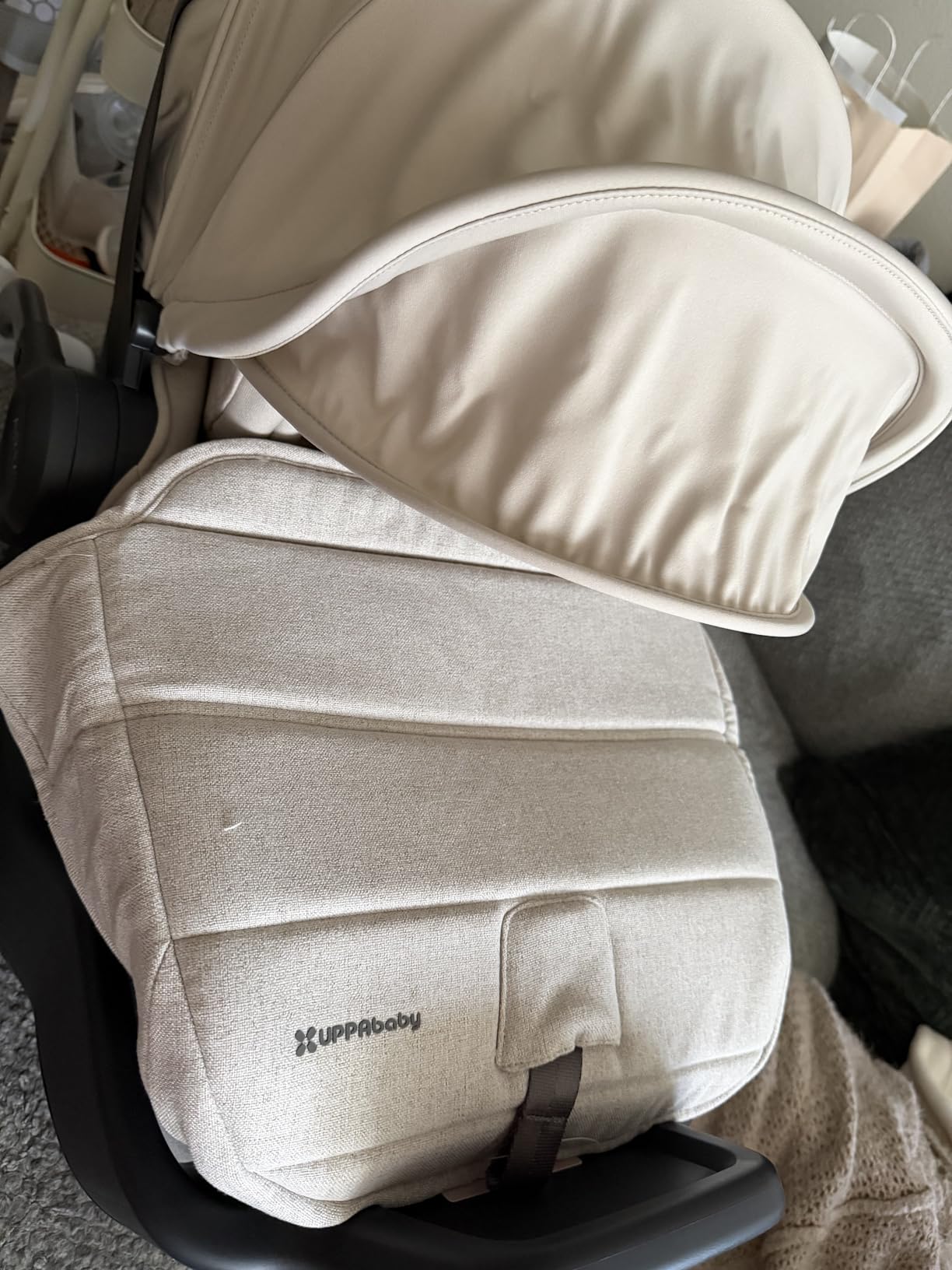 UPPAbaby Aria V2 Lightweight Infant Car Seat - Load Leg + Anti-Rebound Panel - Infant Insert + All-Weather FootCover Included - Direct Stroller Attachment - Jake (Charcoal/Black Leather) customer photo 2