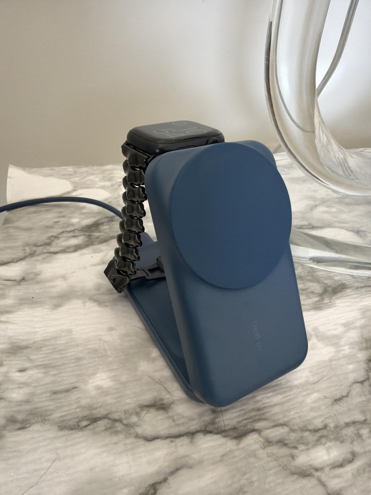 Belkin MagSafe Charger Compatible, 3-in-1 Charging Station, Qi2.2 25W Magnetic Wireless Charger Dock, Foldable Charging Stand for iPhone 17/16/15, Apple Watch, AirPods, Pixel 10 (45W Adapter Included) customer photo 2