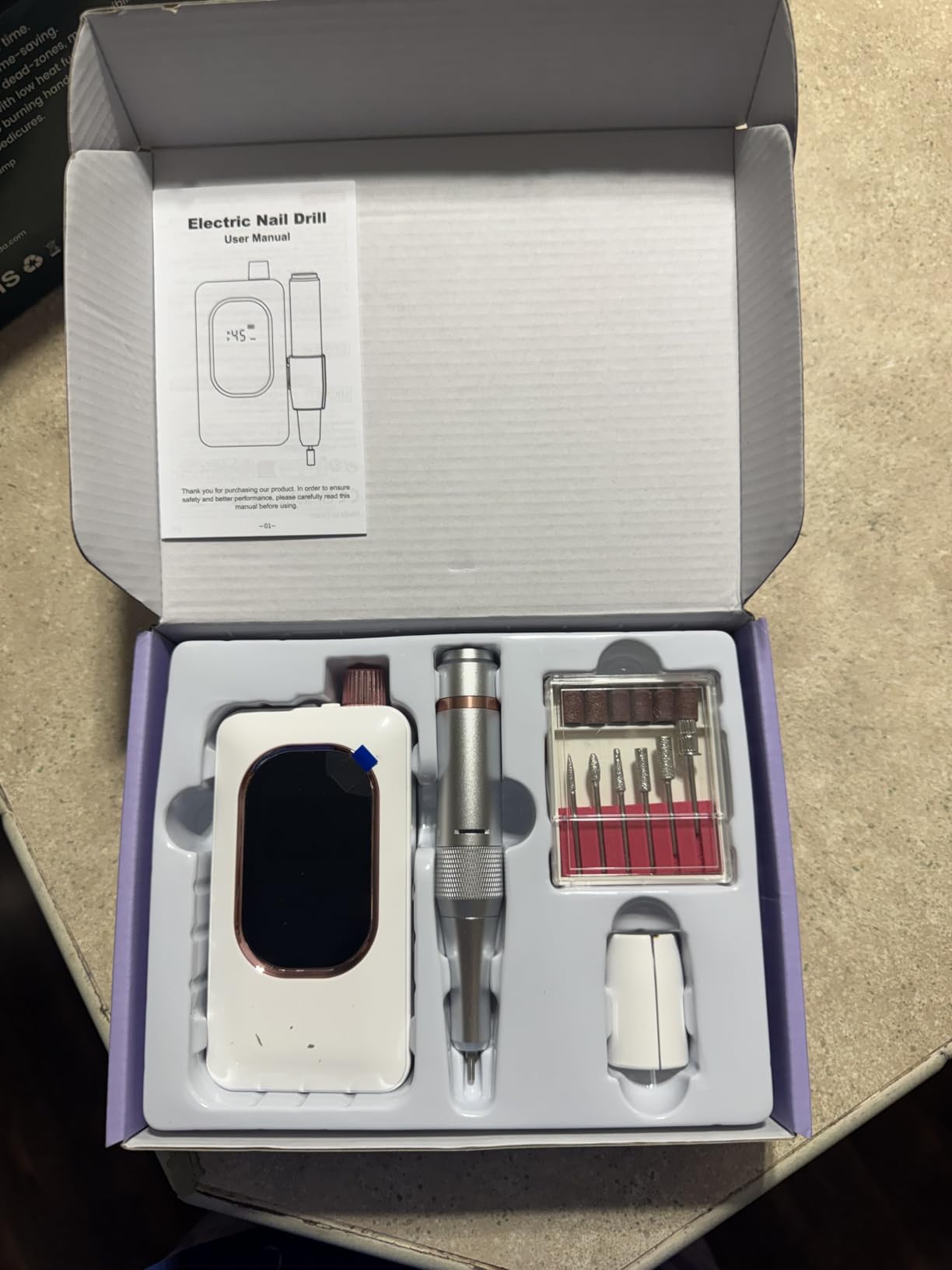 Professional Electric Nail Drill 45000RPM, Portable Nail File for Acrylic Gel Nails, Cordless Rechargeable Salon-Grade Ultra Power Nail Drill Kit for Shaping, Polishing & Removing Gel Nails customer photo 2