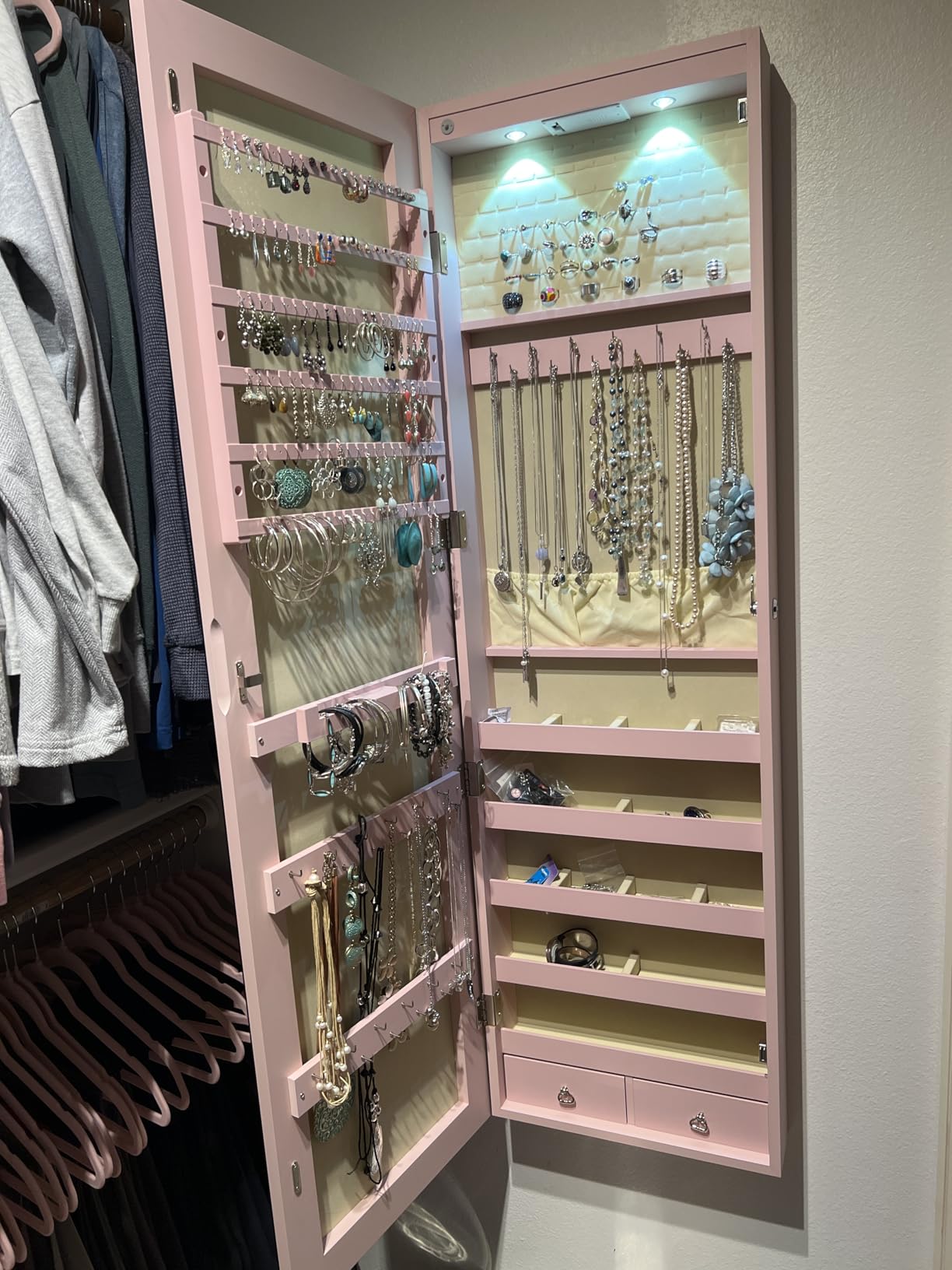 Giantex Wall or Door Mounted Jewelry Armoire with 47.5