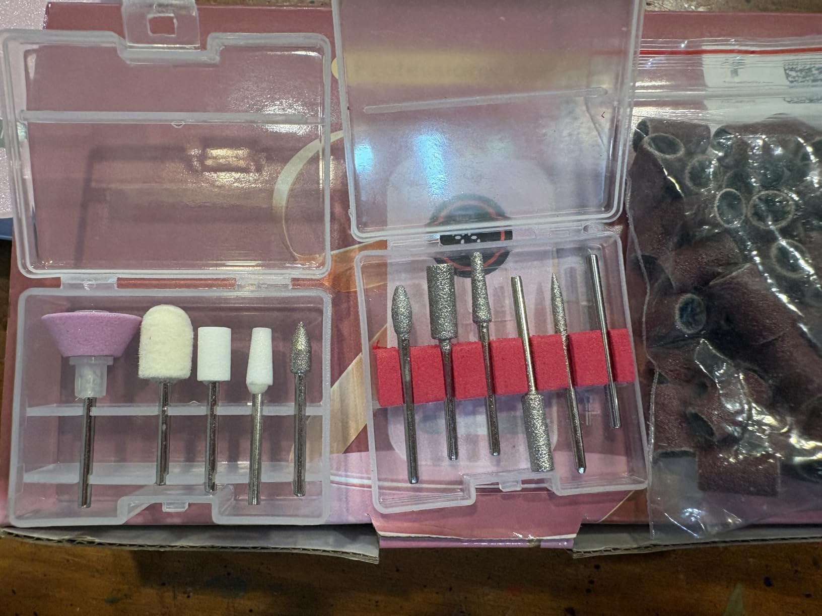 Professional Nail Drill Electric File 45000RPM, Portable Rechargeable Electric Nail File with 11 Drill Bits & 50 Sanding Bands, Low Noise Nail Drill Kit for Acrylic Gel Nails, Salon & Home Use, Pink customer photo 2