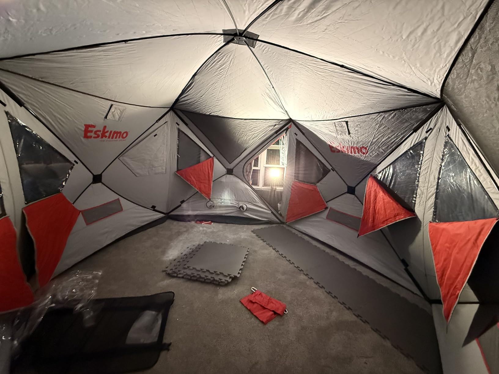 Eskimo Outbreak 650XDP, Pop-Up Portable Ice Fishing Shelter, No-Trip Door, 5-7 Person, Red/Black, 50650 customer photo 1