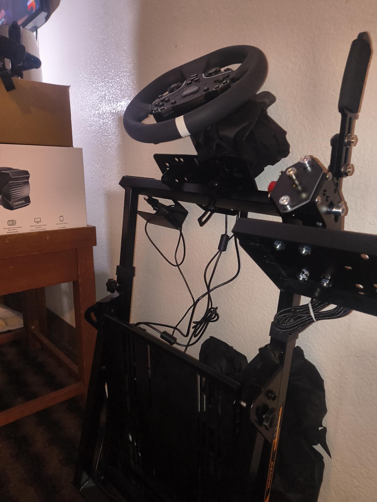 CAMMOO High Compatible Racing Wheel Stand Fits Handbrake, 31 Holes Wheel Panel & 26 Holes Shifter Panel, Foldable Sim Steering Racing Stand with Dual Anti-Slip, Widely Height Adjustable and Cup Holder customer photo 2