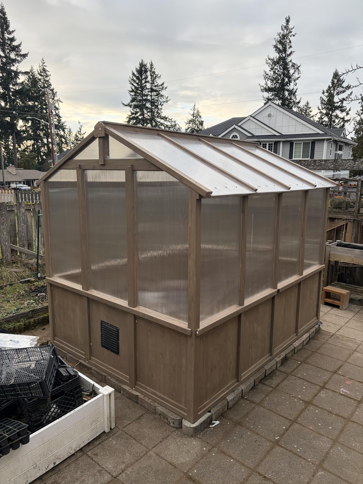 Aoxun 6x12 FT Wooden Greenhouse for Outdoors, Polycarbonate Panel Walk-in Green House Kit with Adjustable Roof Vent and Lockable Door, Heavy Duty Cedar Greenhouse for Outside, Backyard Garden customer photo 2