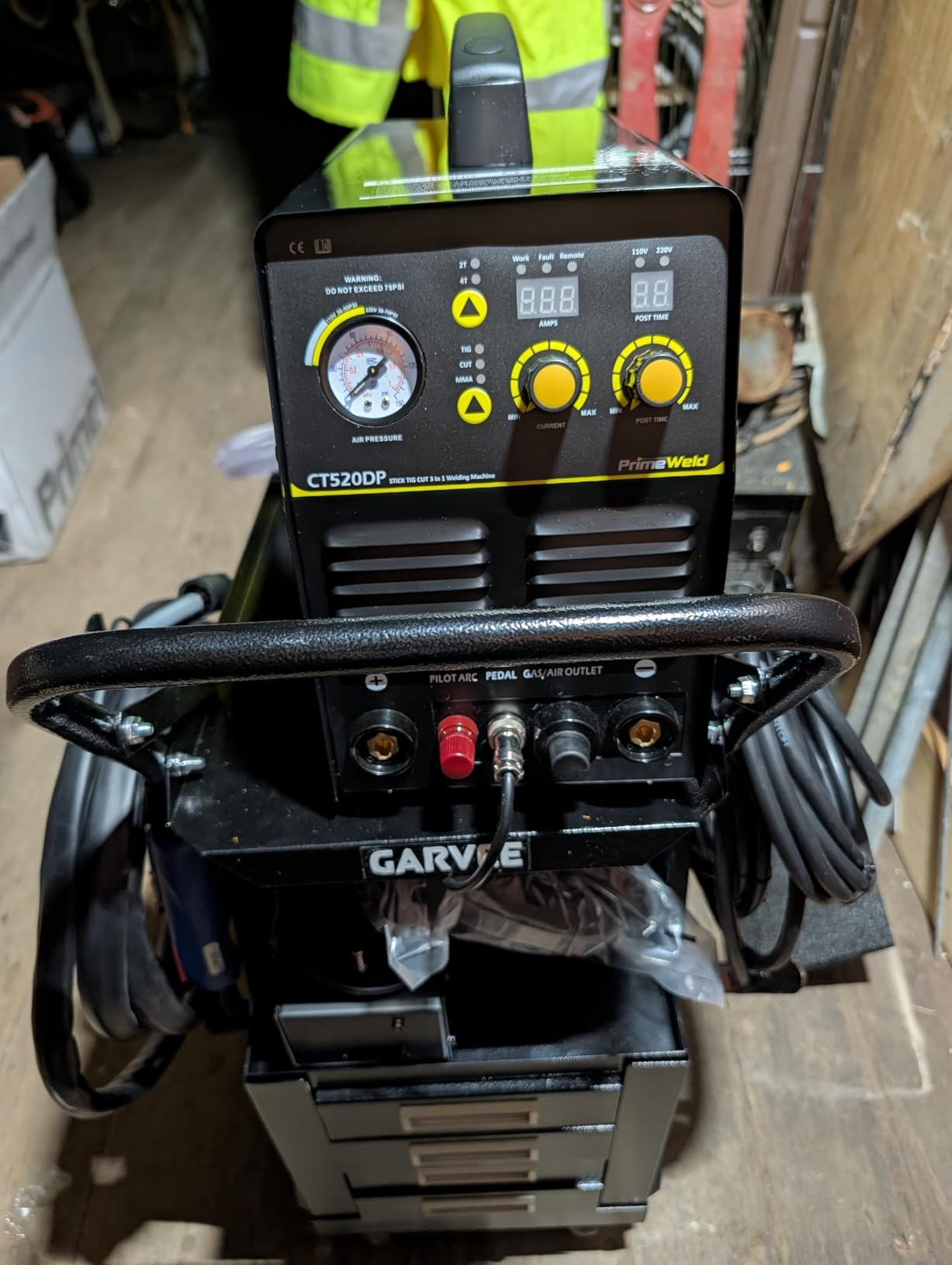 Garvee 3 Tier Welding Cart, Heavy Duty Welder Cart with 360° Swivel Wheels, Tank Storage Safety Chains, Rolling MIG Welder Cart for TIG, ARC, MMA, Plasma Cutter Welding Machine, Black customer photo 1