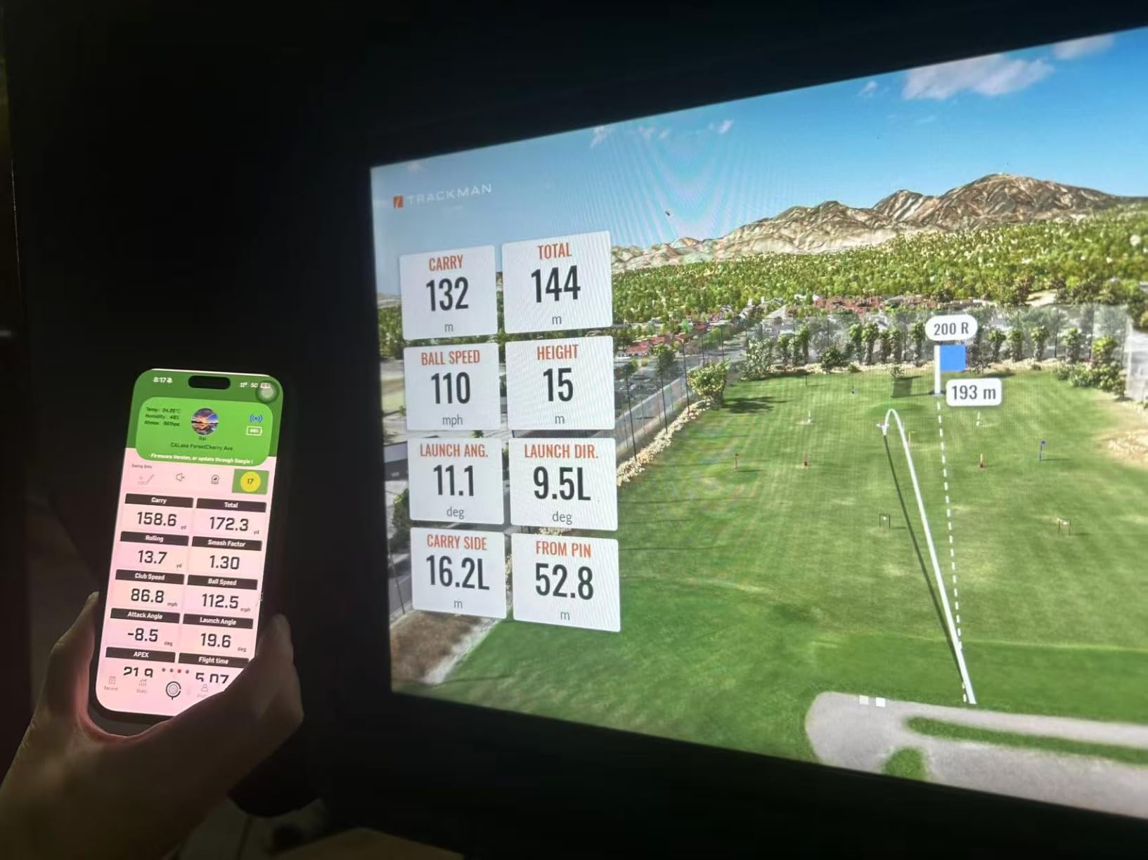 Golf Launch Monitor & Simulator: Portable Swing Analyzer with 13 Metrics, 3D Driving Range, 3D Trajectory & Video Record for iOS/Android customer photo 1