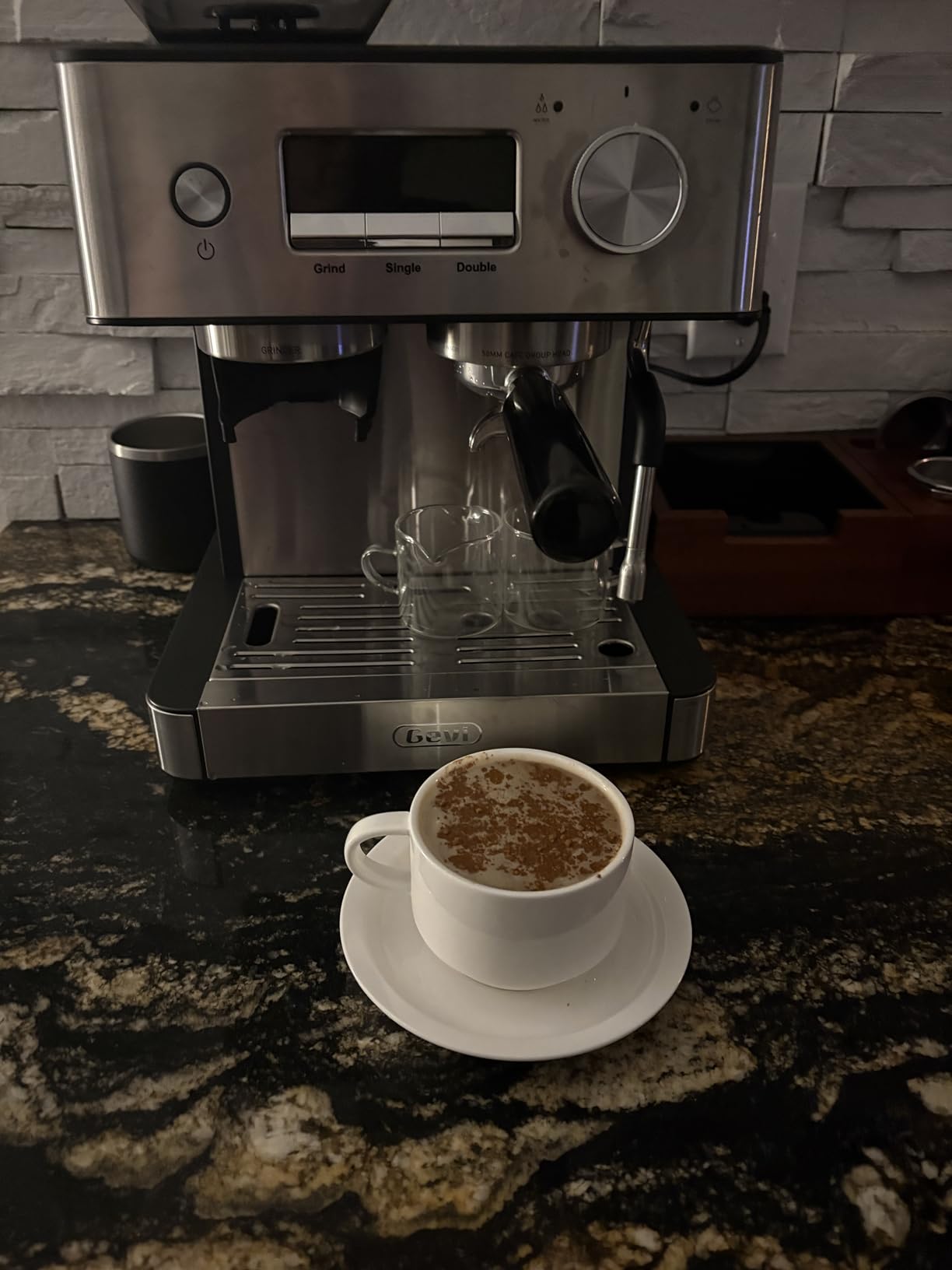 Gevi Dual Boiler Espresso Machine with Built-in Grinder, 58mm Commercial Portafilter, Barista Steam Wand, 31 Grind Settings, Stainless Steel, for Home Barista Use, Sterling Silver customer photo 1