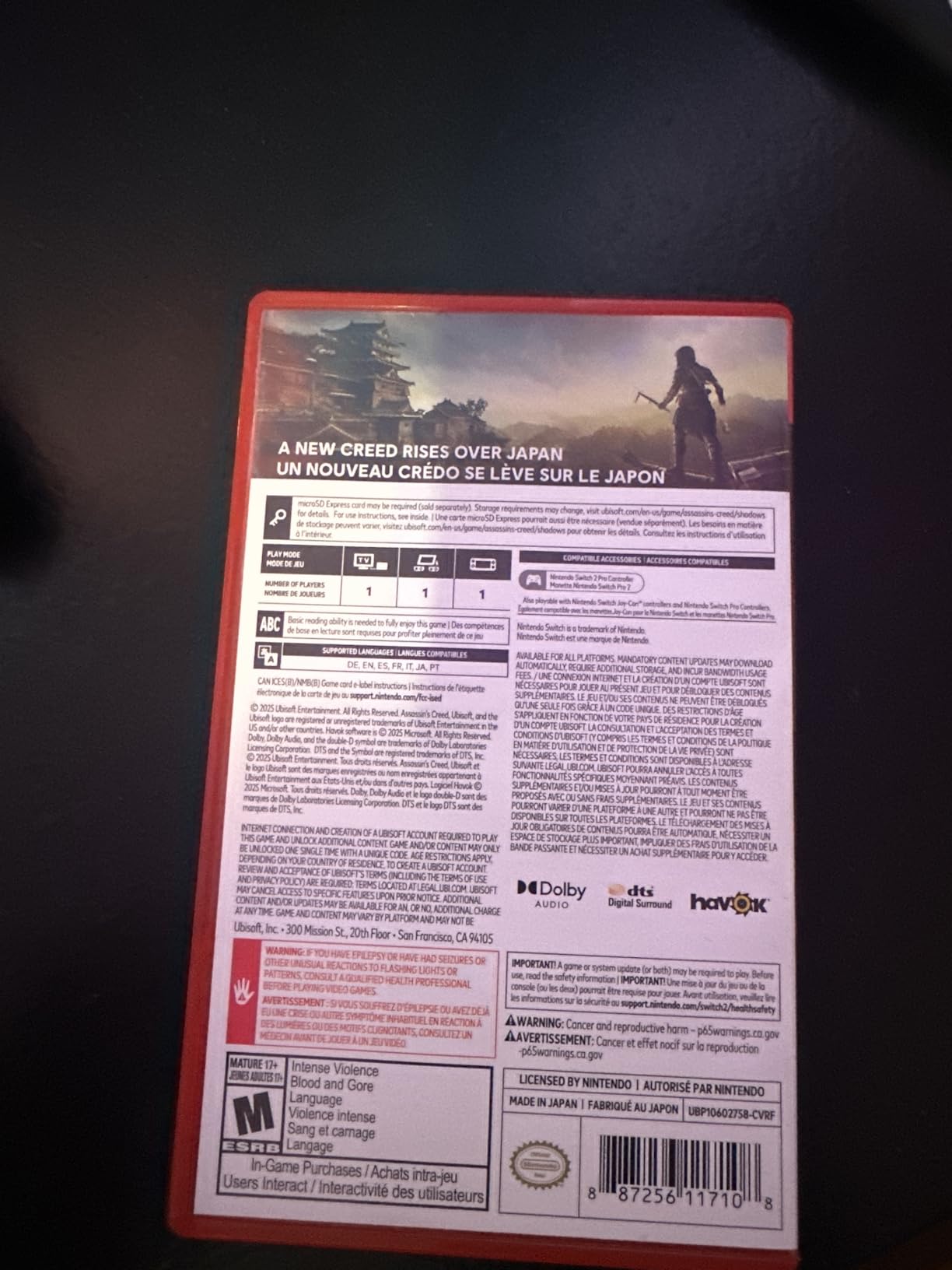 Assassin's Creed Shadows - Standard Edition, Nintendo Switch 2 customer photo 1