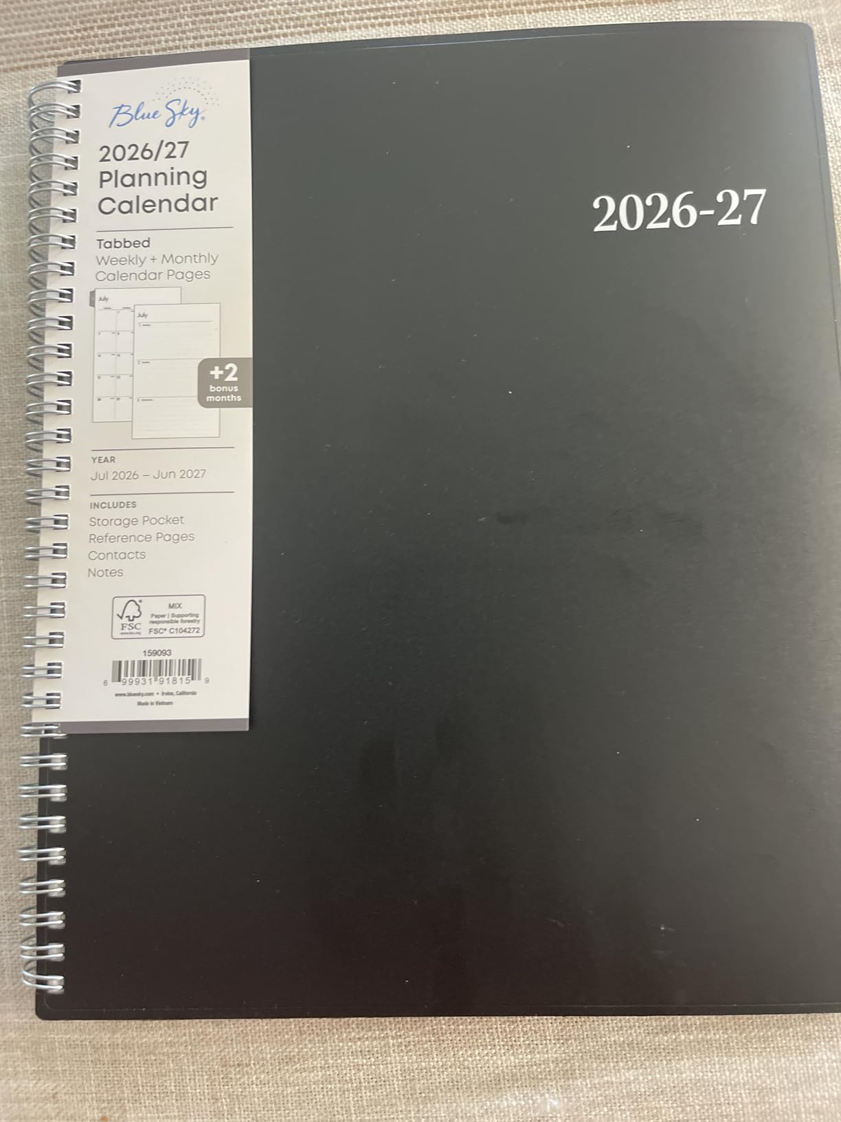 Blue Sky 2026-2027 Weekly and Monthly Academic Year Planner Calendar, July 2026 - June 2027, 8.5