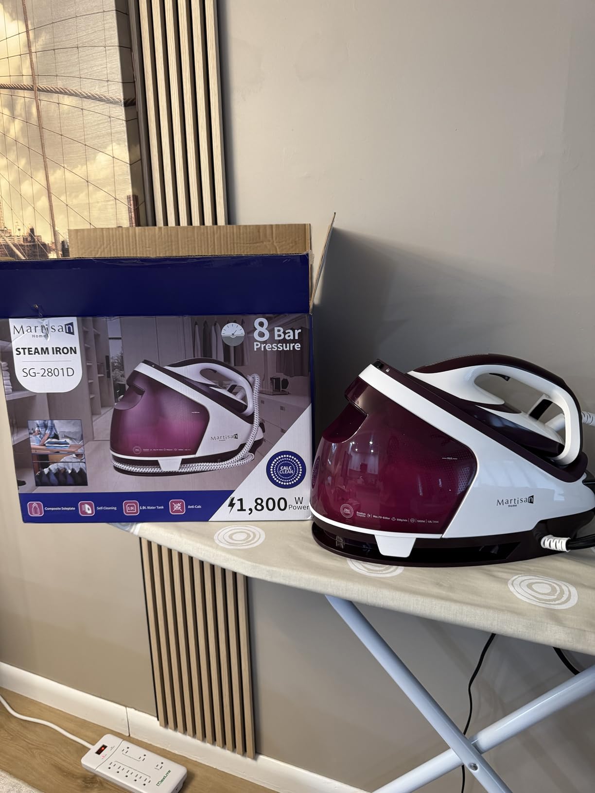 Martisan Steam Generator Iron for Clothes, LED Steam Station, 1800W Power, 8 Bar Max Pressure, 1.9L Water Tank, 550g/min Steam Burst, Auto Off, Ceramic Soleplate, Fast Wrinkle Removal, Purple customer photo 2