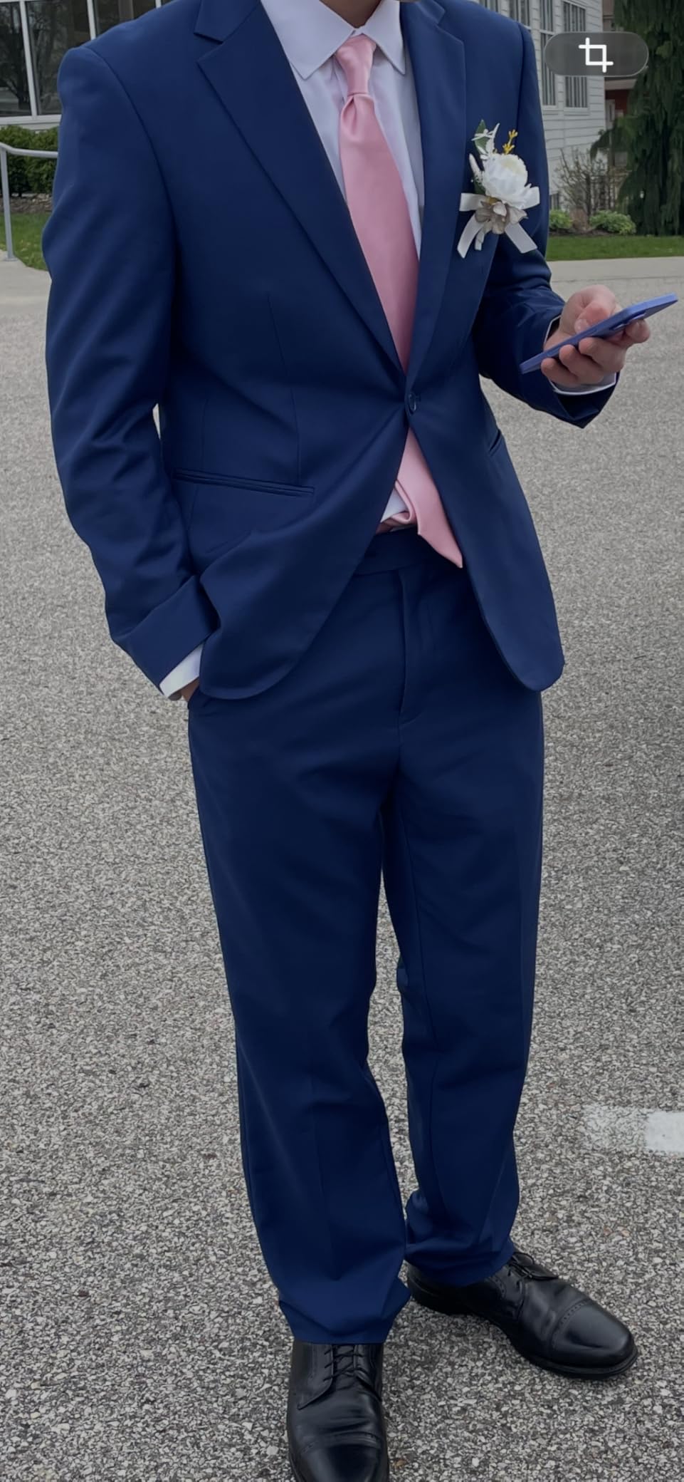 Men's Suit 2 Piece Set, One Button Slim Fit Tuxedo with Jacket Pants Tie for Wedding, Business, Prom customer photo 2