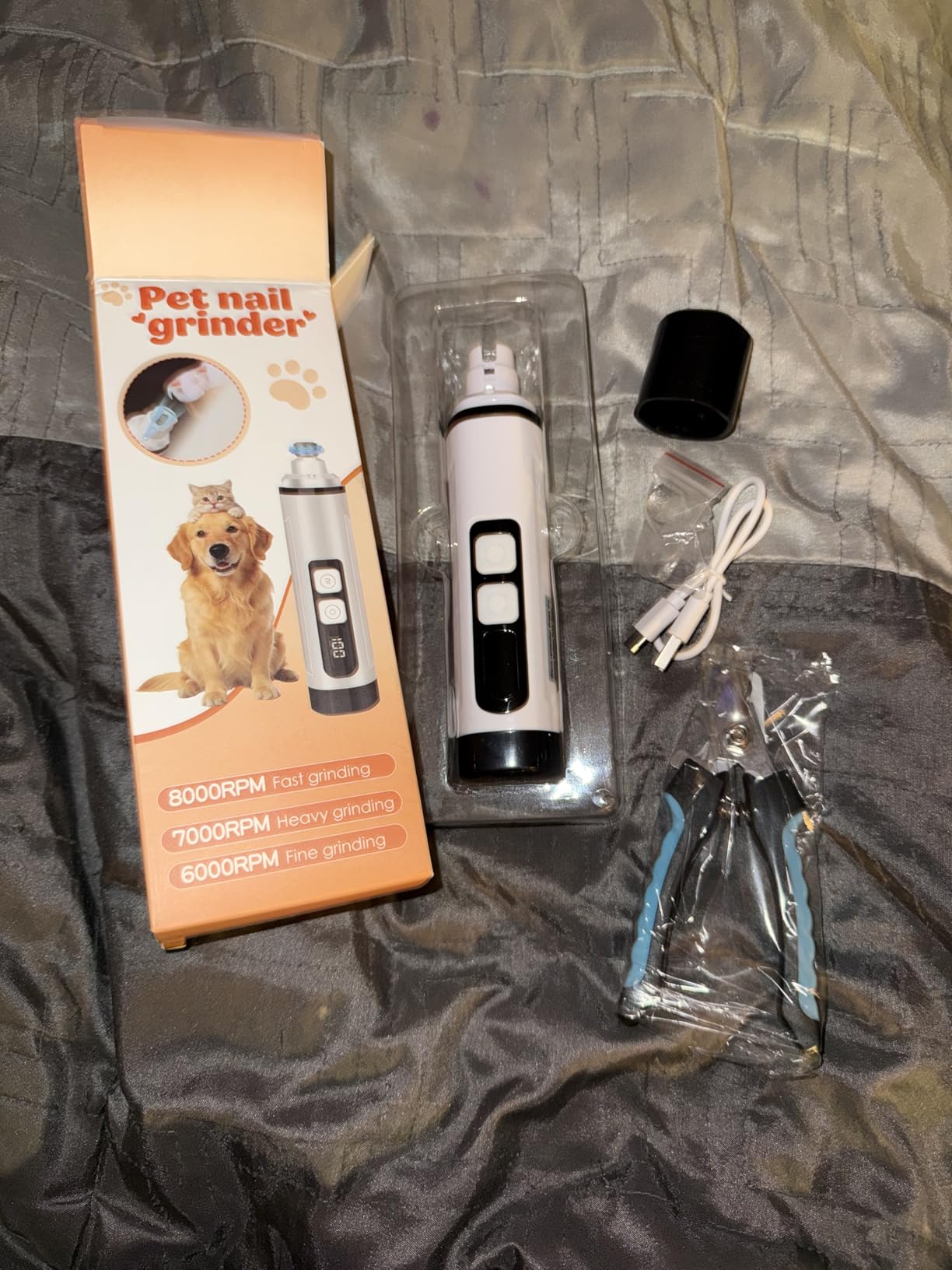Dog Nail Grinder Electric Powerful 3 Speeds Dog Nail Clippers with Lights Quiet Cat Nail Clipper Painless Care Trimmers Tools for Small Medium Large Dogs and Cats (Black) customer photo 2