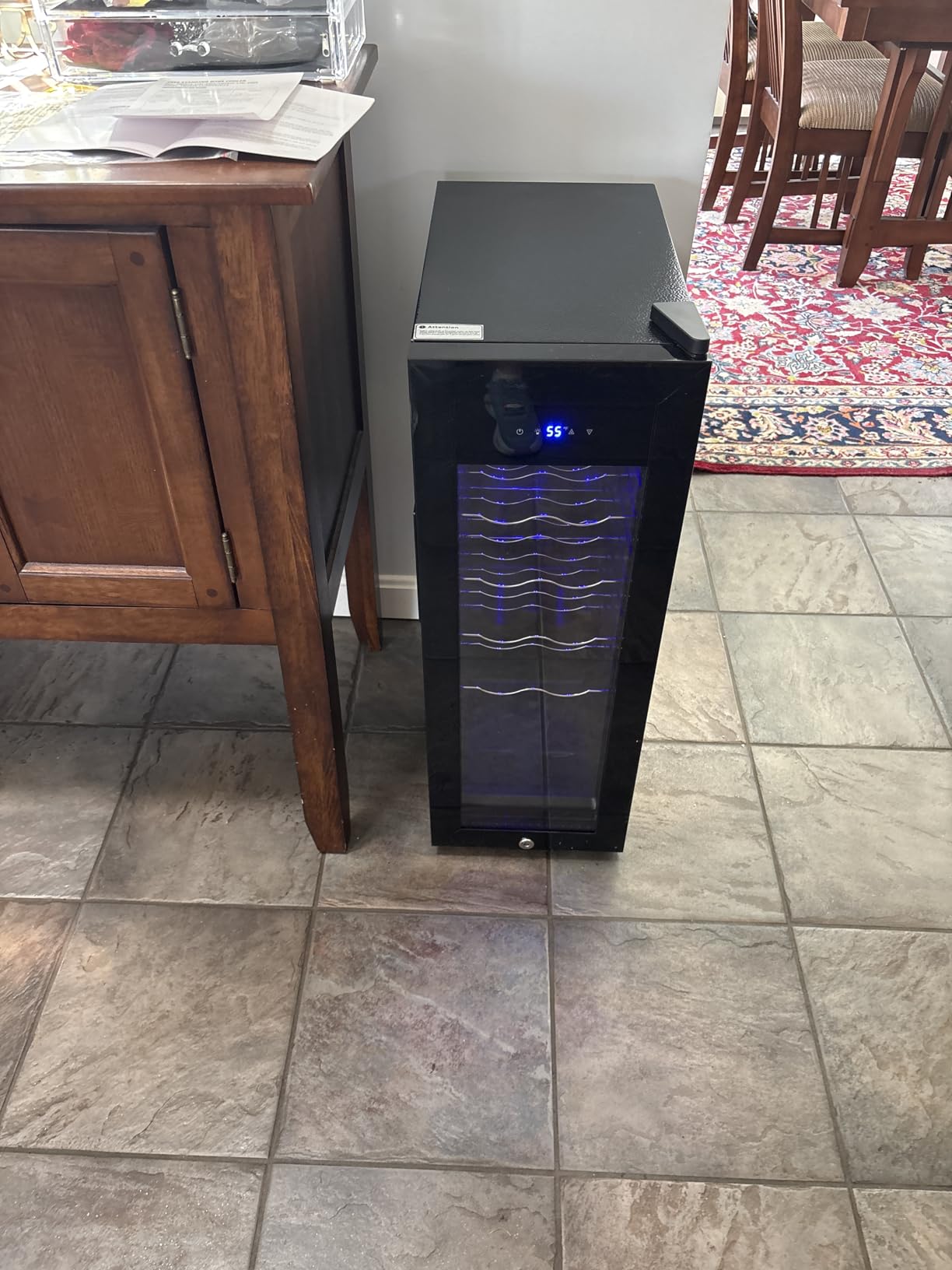 Icyglee 25 Bottle Compressor Wine Cooler Refrigerator, Freestanding Wine Cellar with 41-64°F Adjust Temp & Double-layer Glass Door for Red and White, Wine Cooler for Home Bar, Black customer photo 1