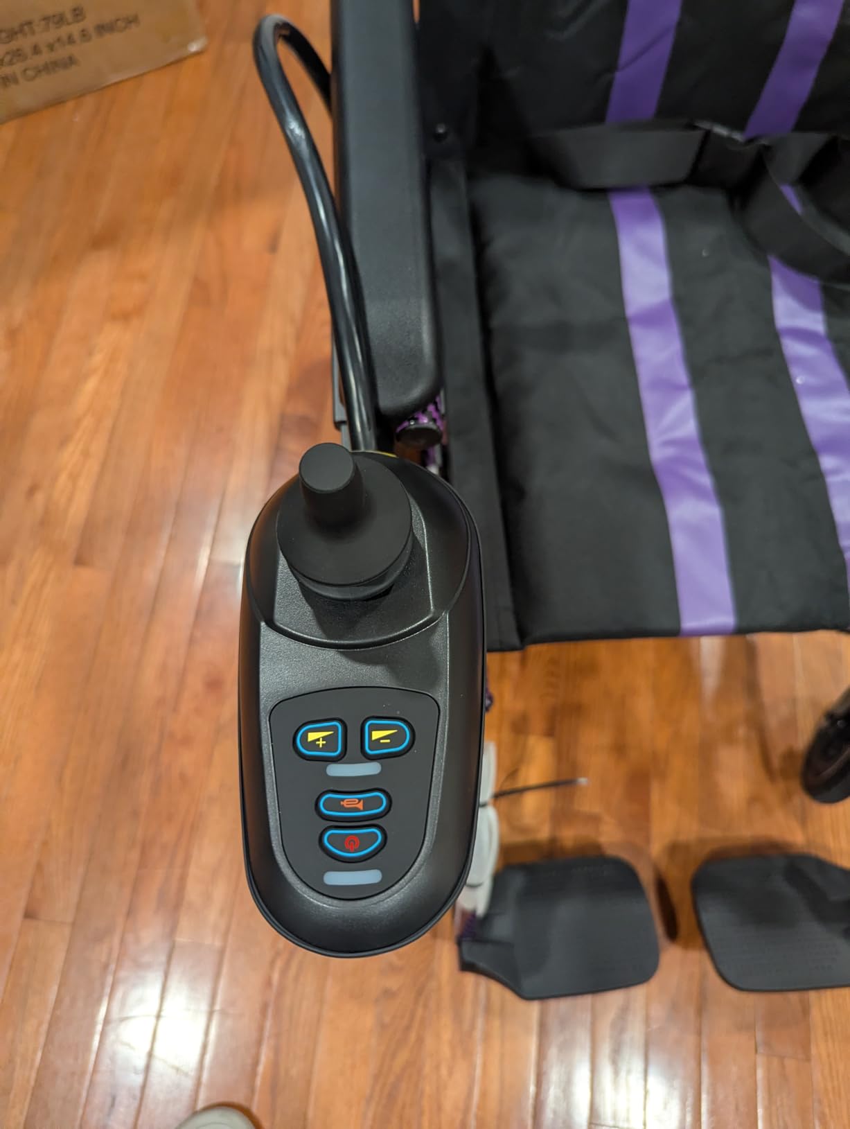 Electric Wheelchairs for Adults, Lightweight Foldable Wheelchair 15 Miles Long Travel Range, 360° Joystick Control Motorized Wheelchair, Support 286 lbs with LED Light Power Wheelchair (Purple) customer photo 1