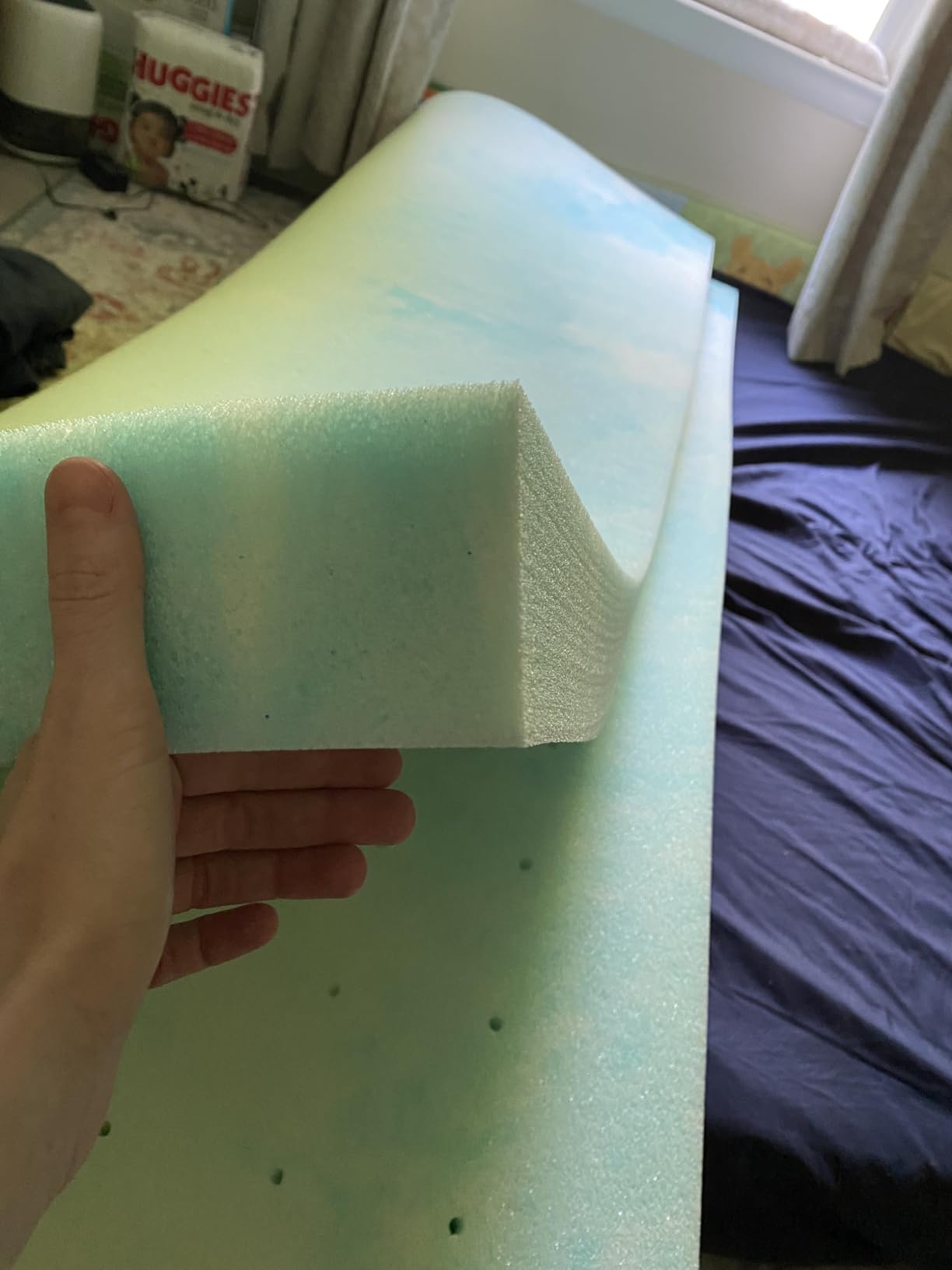 Sweetcrispy Mattress Topper Queen, Memory Foam 3 Inch Thick Gel Infused Cooling Pad for Pressure Relieve for Queen Size Bed, Sleeper Sofa, RV, Camper, CertiPUR US, Breathable customer photo 1