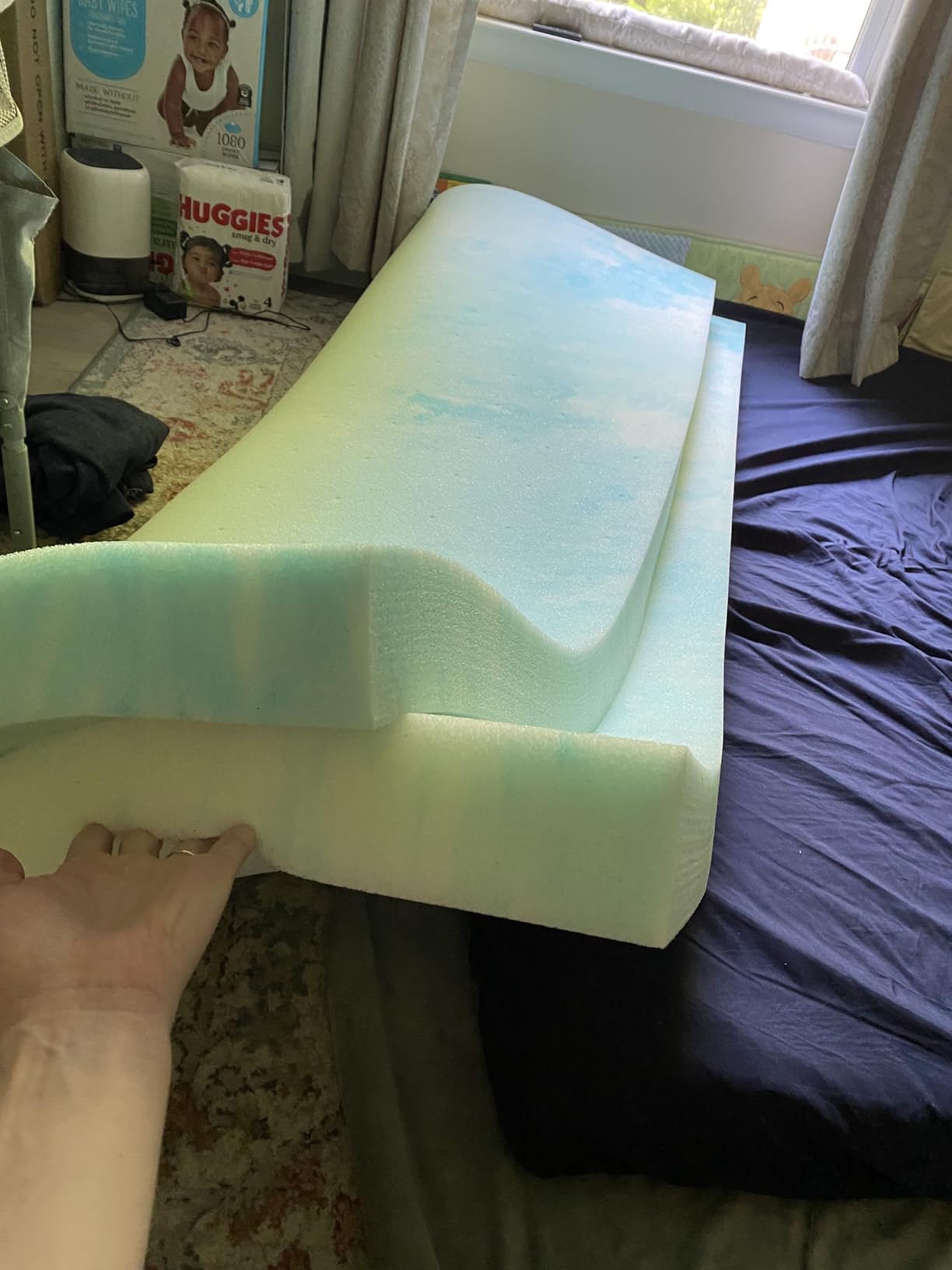 Sweetcrispy Mattress Topper Queen, Memory Foam 3 Inch Thick Gel Infused Cooling Pad for Pressure Relieve for Queen Size Bed, Sleeper Sofa, RV, Camper, CertiPUR US, Breathable customer photo 2