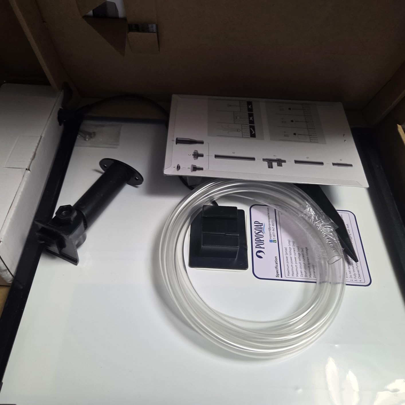 POPOSOAP Solar Water Fountain Pump, 30W Solar Pond Pump 160GPH Adjustable Flow, Dry-Run Protection, 16.5Ft Cord /6.6Ft Tubing for Pond/Waterfall/Garden/Hydroponics-P130H customer photo 1