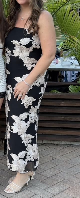 Cocktail Wedding Guest Dresses for Women 2026 Summer Strapless Floral Bodycon Mesh Tube Formal Party Midi Dress customer photo 2