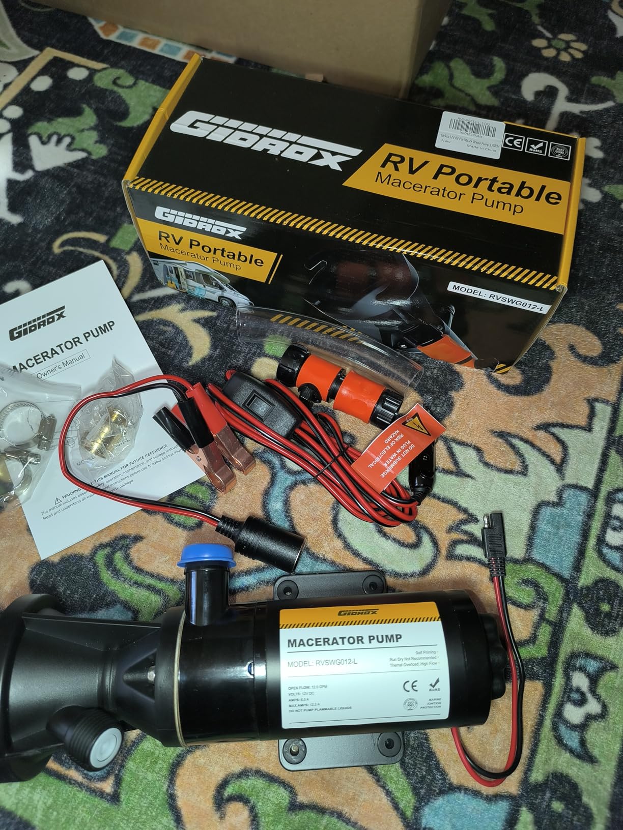 12V RV Portable Macerator Pump, 12GPM Self-Priming Sewage Quick Grinder Pump, Suction 3.5 Feet Lift 10 Feet Waste Pumps for RV Camper Boat Kitchen customer photo 1